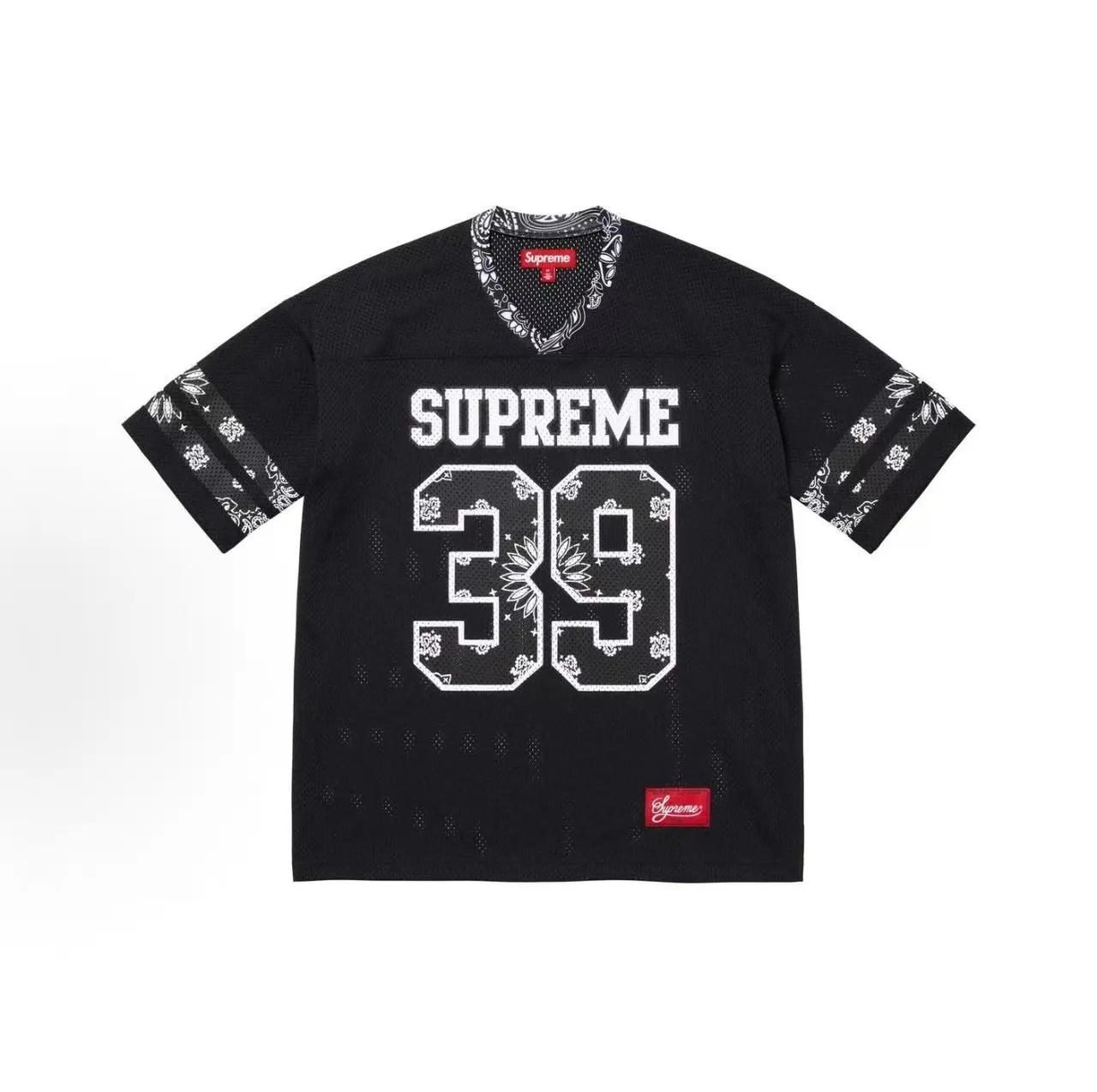 Supreme Bandana Black White Mesh Construction Accents Jersey