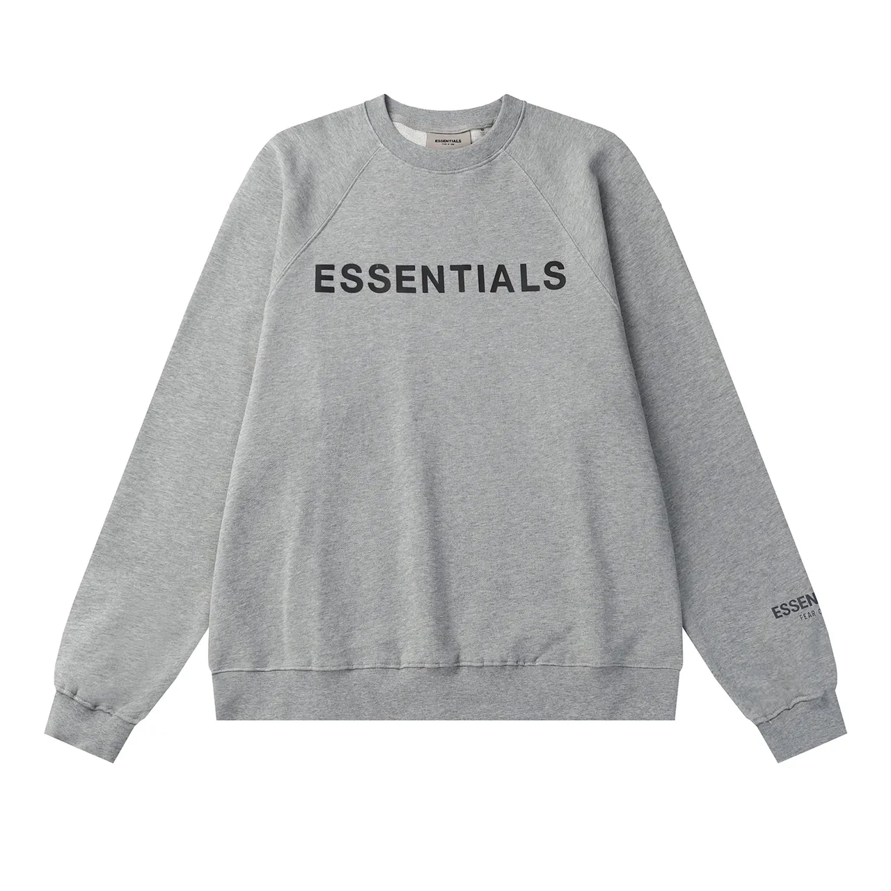 Fear of God Essentials Black Crewneck Raglan Sleeve Sweater