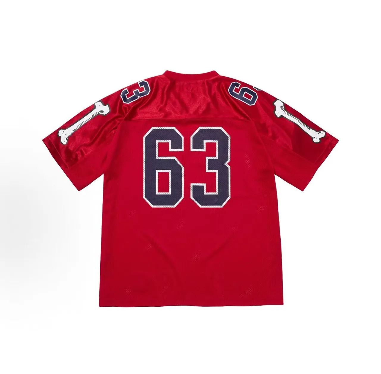 Red Navy Mesh Construction Numbered Back Jersey