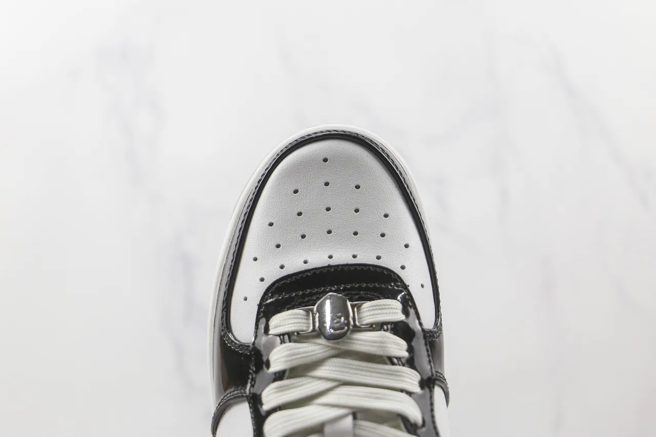 A Bathing Ape BAPE STA Black and White Patent Leather Lifestyle Sneakers