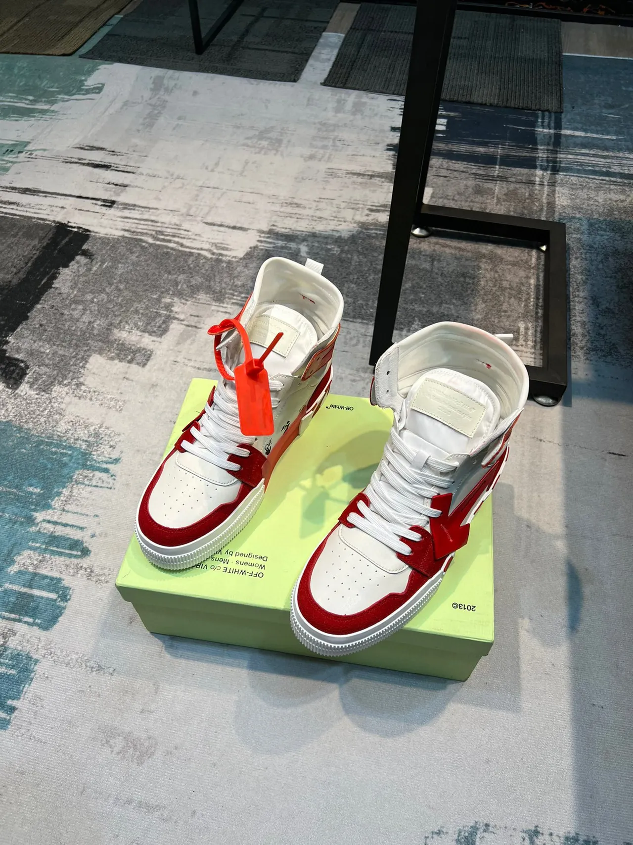 Off-White Red High-Top Industrial Zip-Tie Strap Lifestyle Sneakers