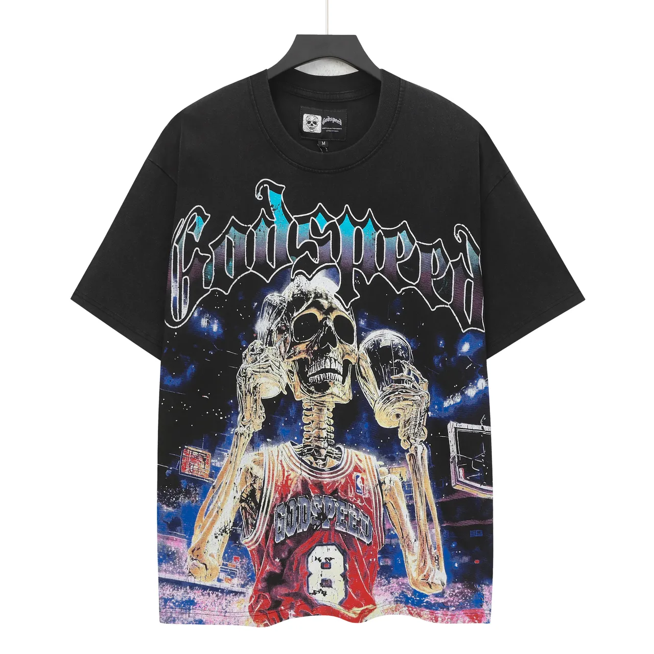 Godspeed Skeleton Basketball Player Graphic Oversized T-Shirt