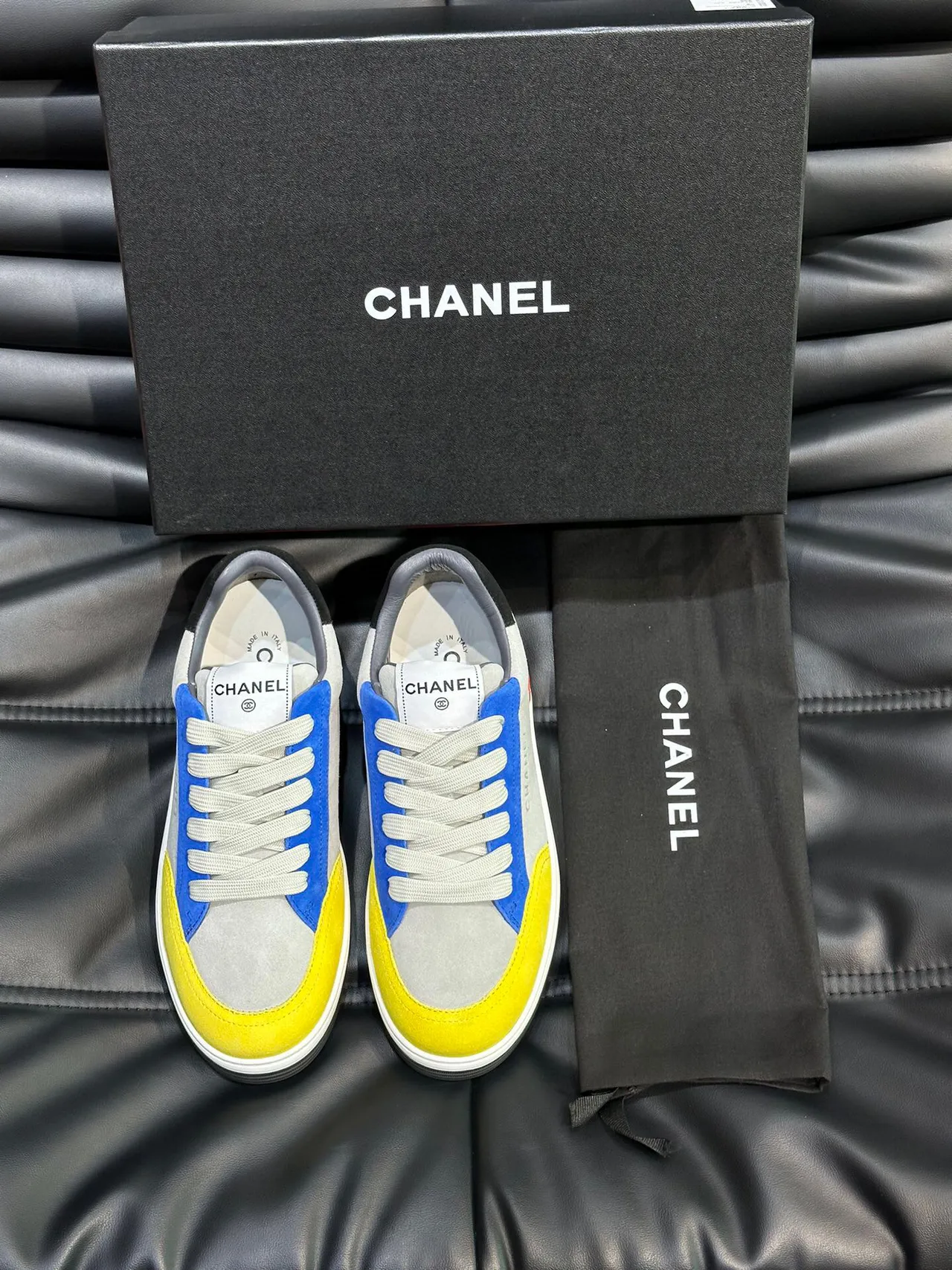 Chanel Color-Blocked Suede and Leather Lifestyle Sneakers