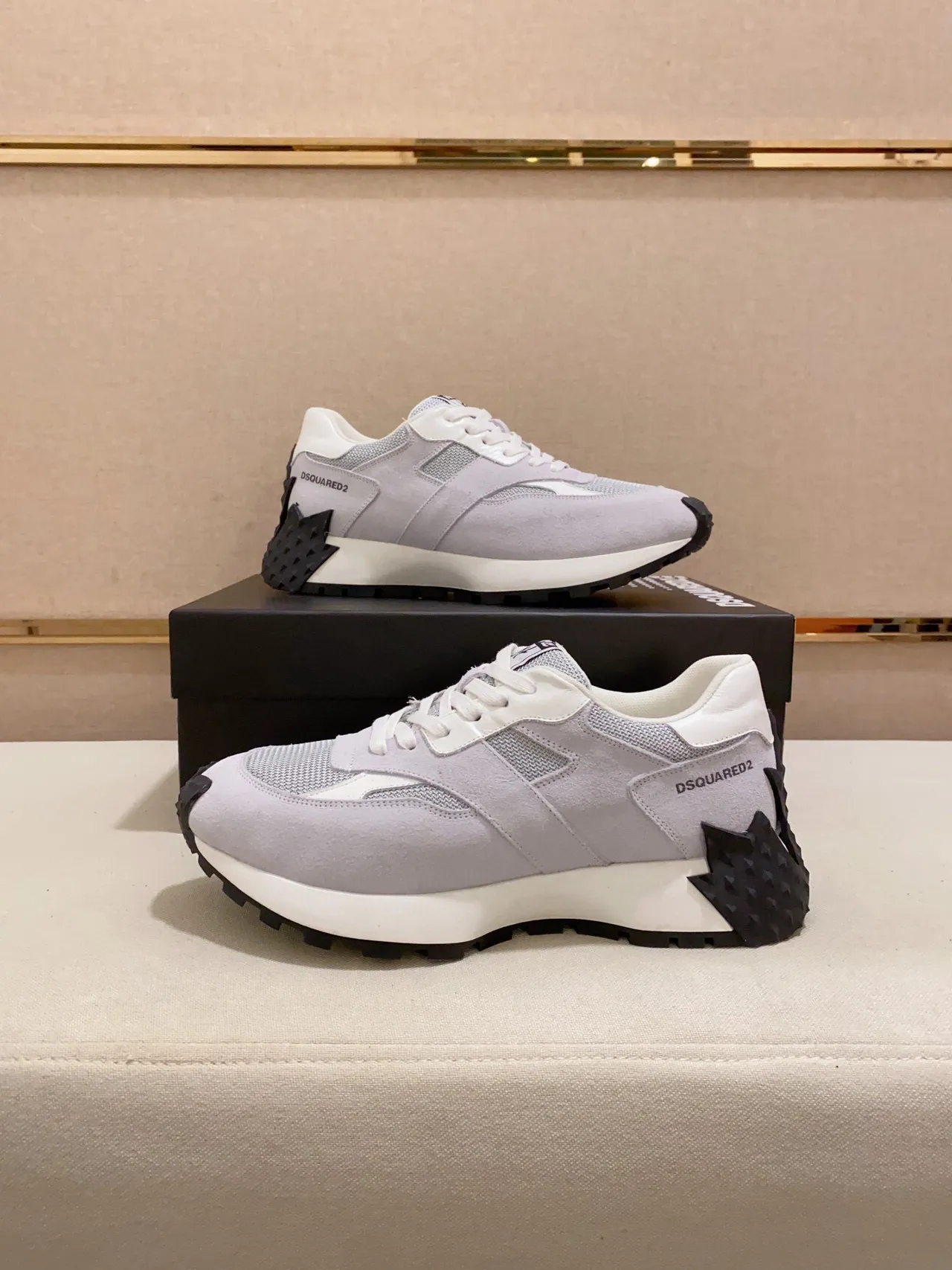 Dsquared2 ICON Light Gray and White Chunky Sneakers