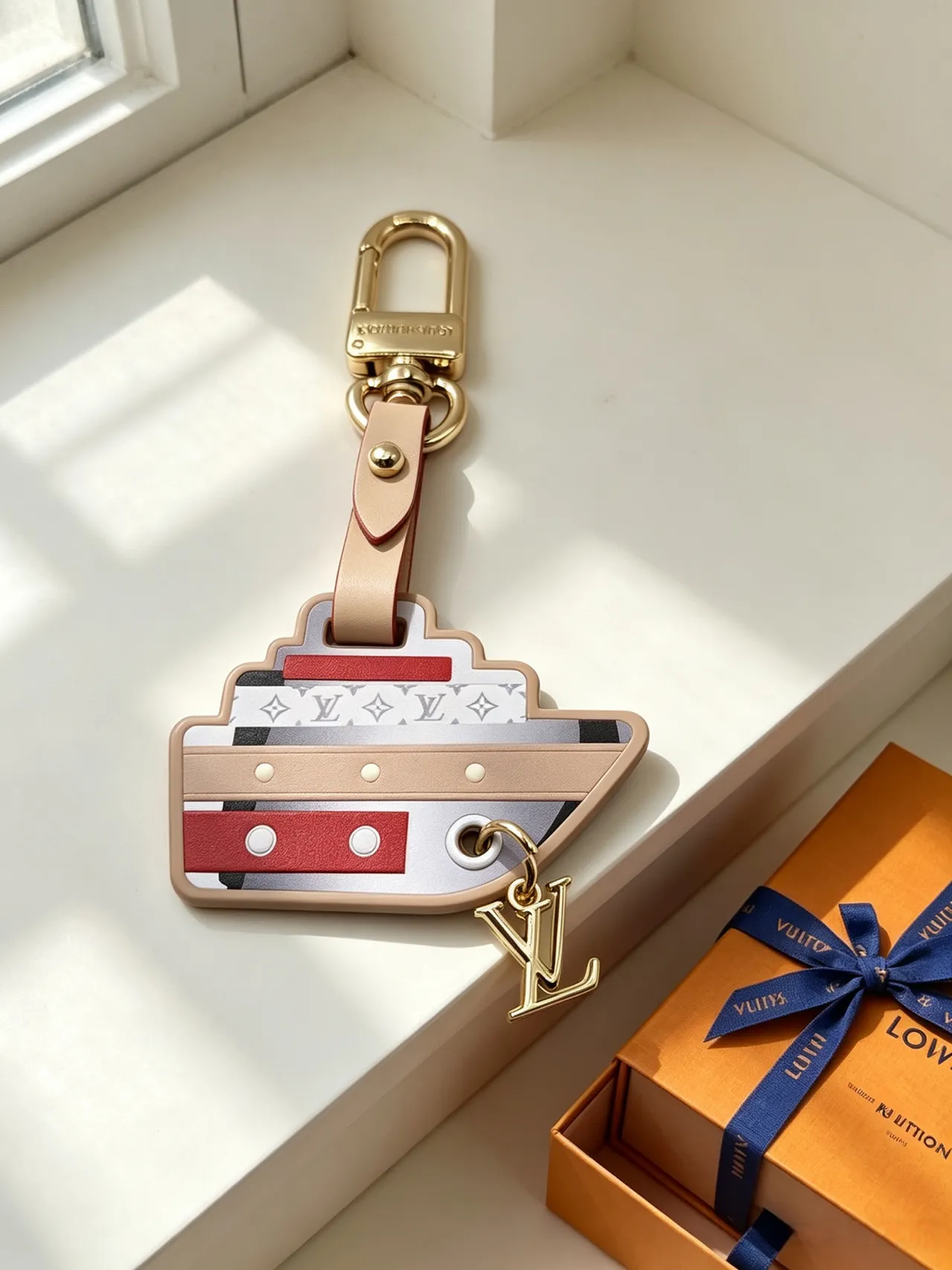 Louis Vuitton Beige Red Ship-Shaped Multi-Panel Phone Case