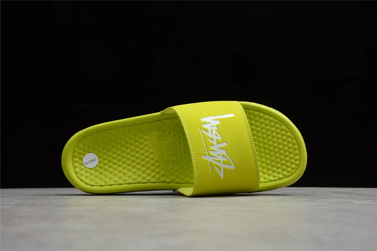 Stussy Stock Logo Lime Green Slippers