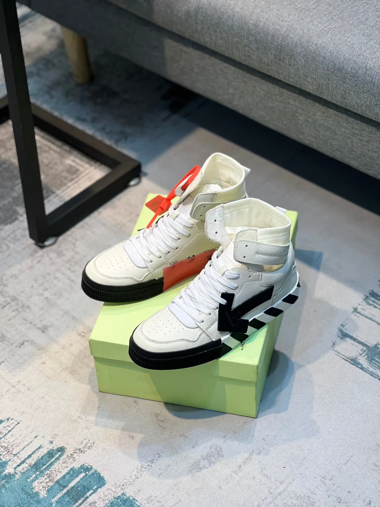 Off-White Industrial High-Top White and Black Lifestyle Sneakers