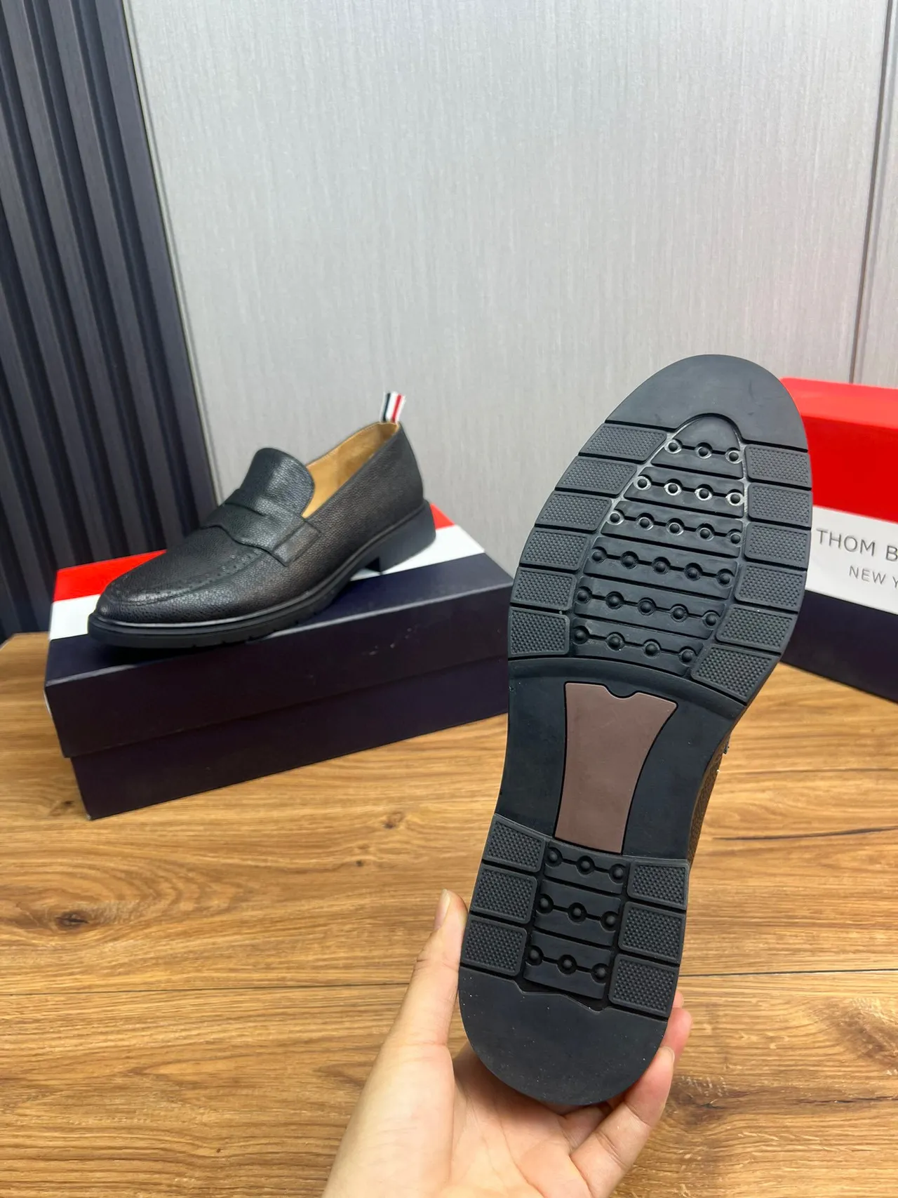 Thom Browne Penny Loafer Black Pebbled Leather Loafers
