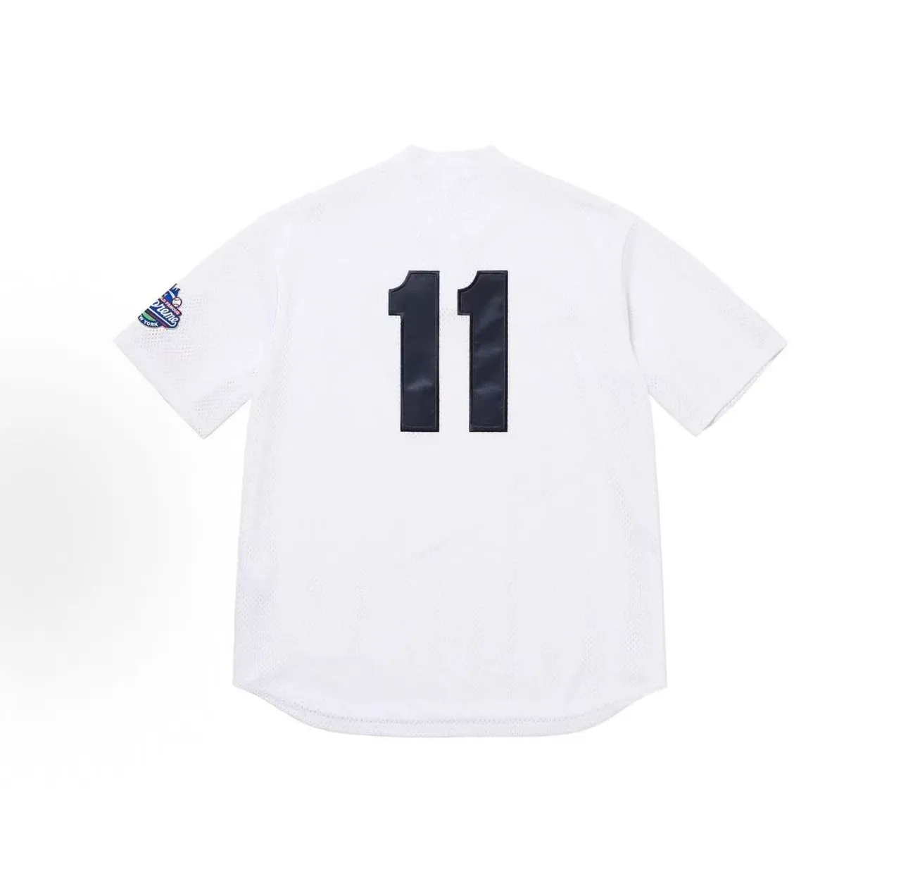 Supreme Baseball White Black Mesh Fabric Button-Front Placket Jersey