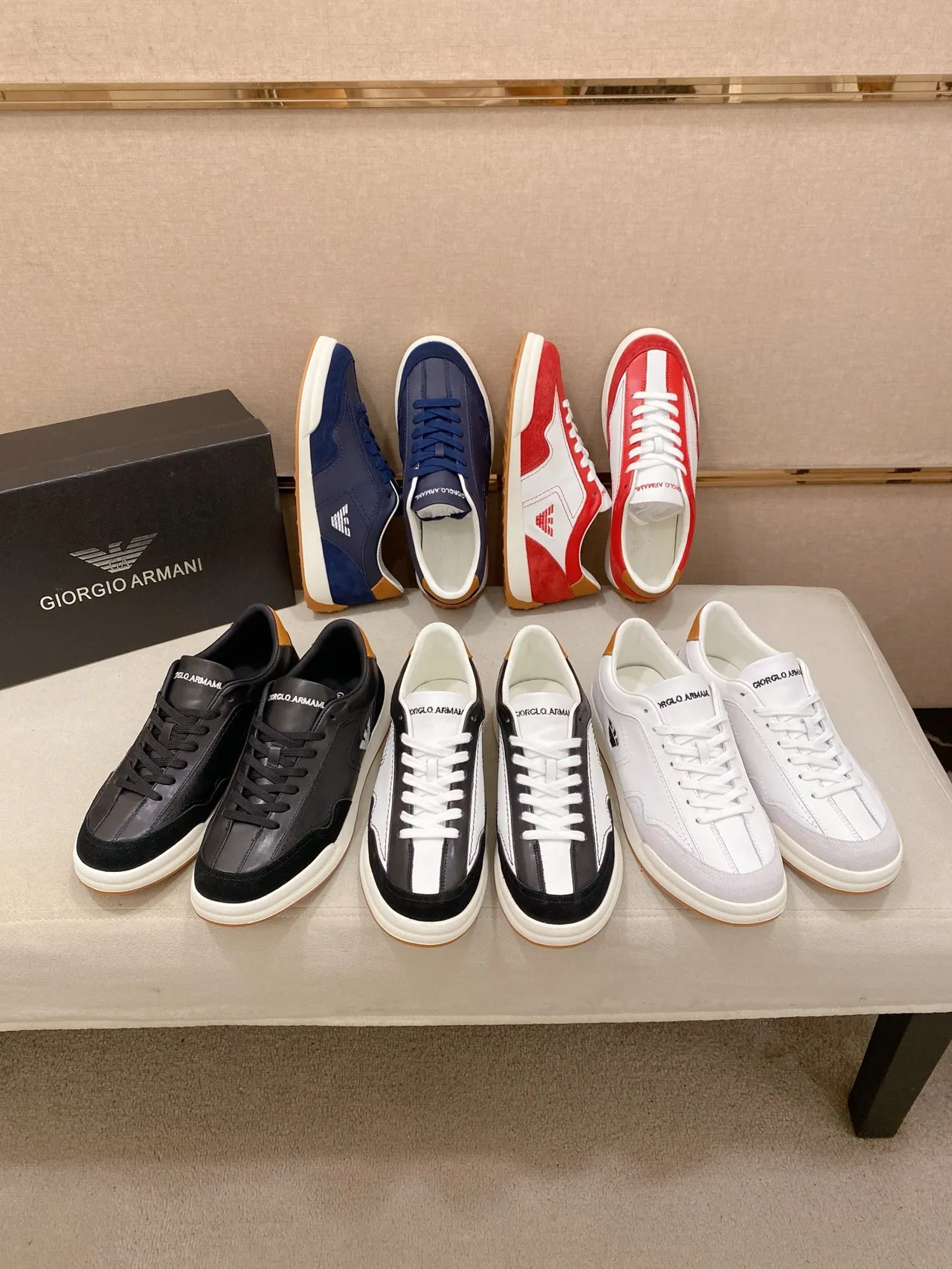 Emporio Armani Black White Panelled Leather And Suede Upper Eagle Logo Detail Lifestyle Sneakers