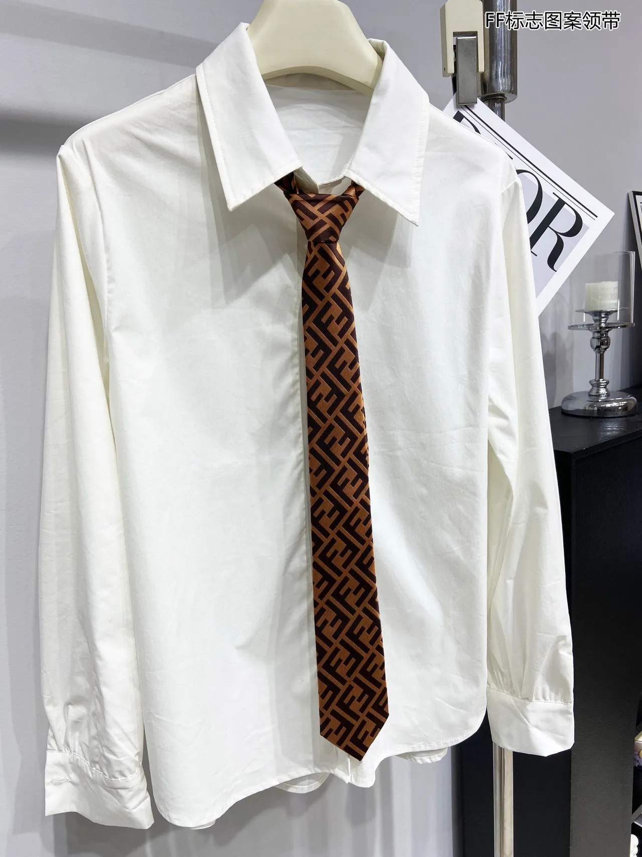 Fendi FF Monogram Brown and Tan Necktie