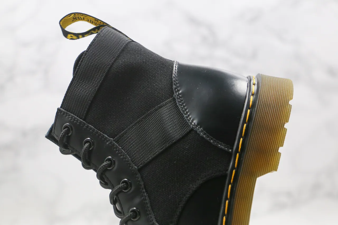 Dr. Martens Black Mixed-Material Lace-Up Ankle Boot