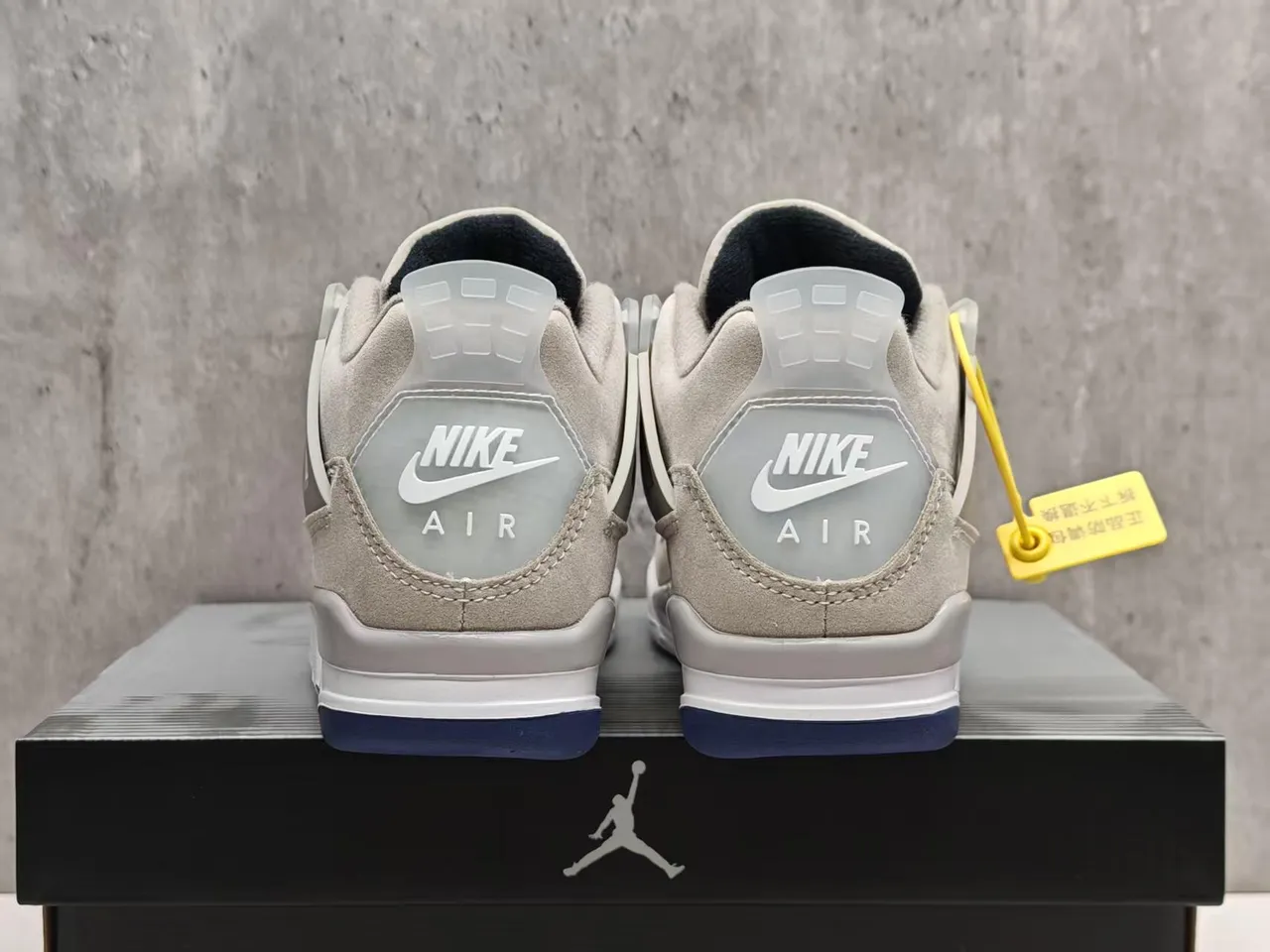 Air Jordan 4 Beige Navy Yellow Basketball Shoes