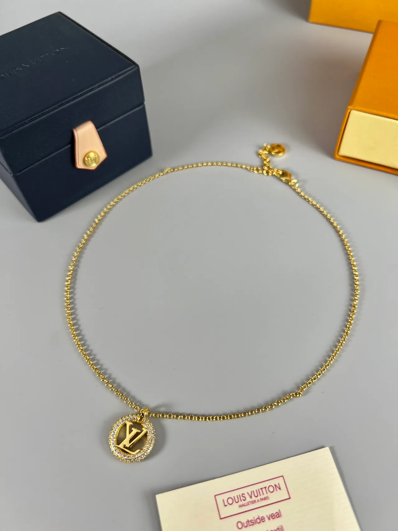 Louis Vuitton Monogram World Tour Gold-Tone Crystal Halo Necklace