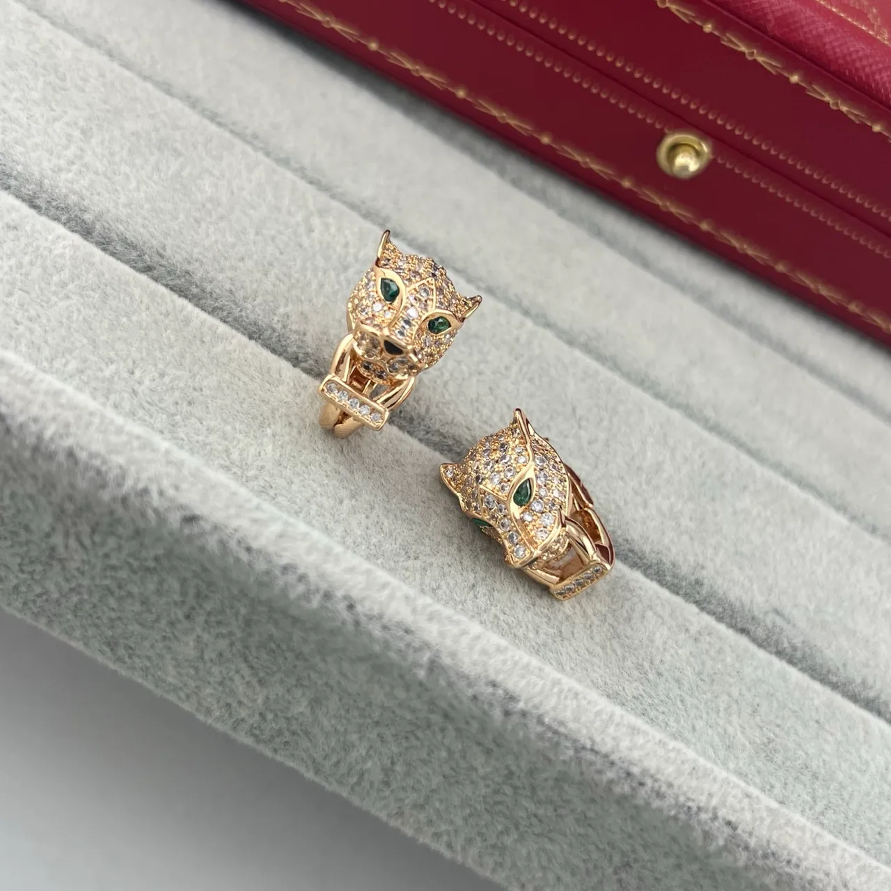 Cartier Panthère Panther Head Pavé Earrings