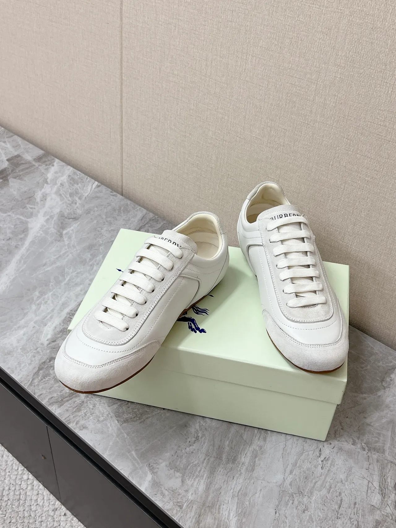 Burberry Knight White Leather-Suede Hybrid Lifestyle Sneakers
