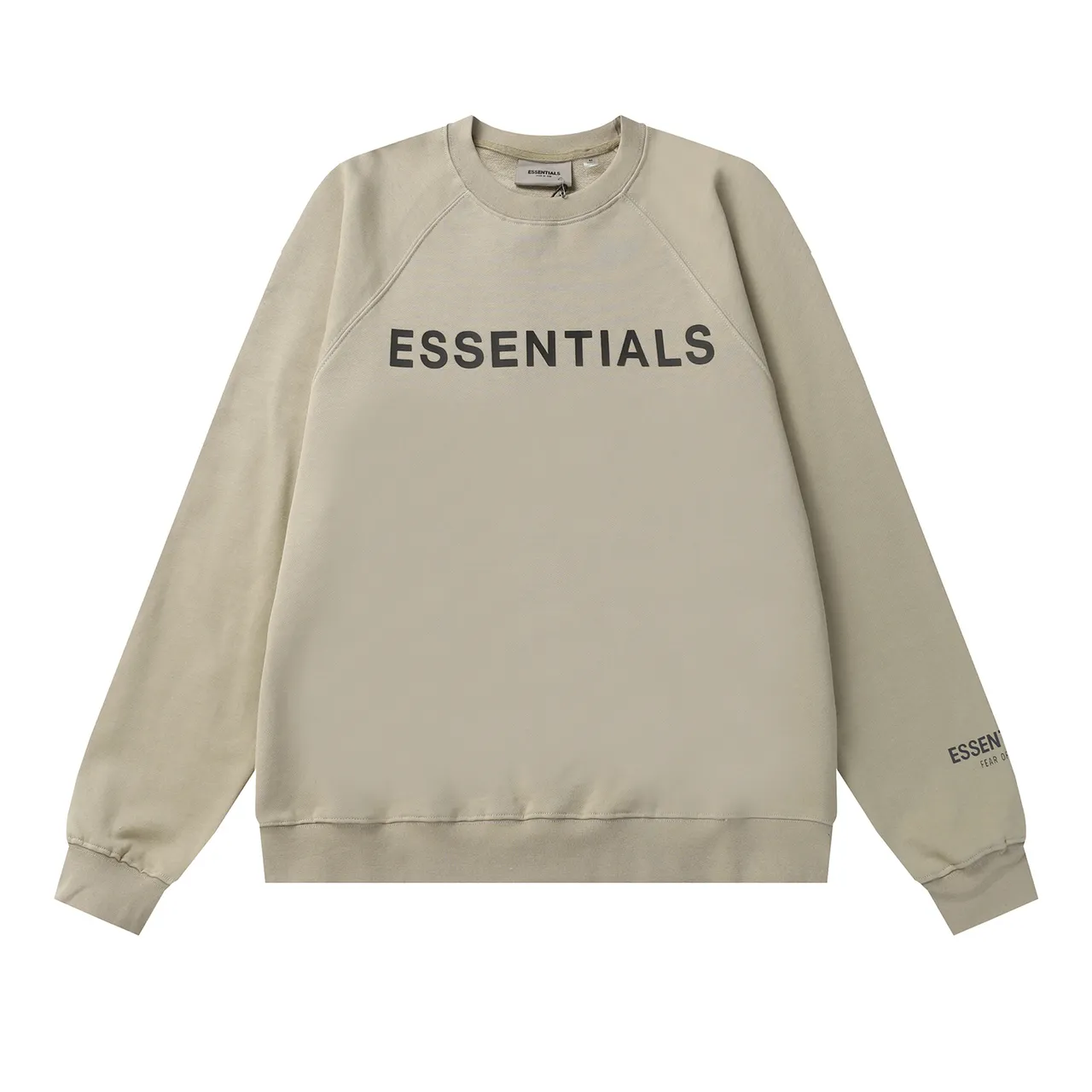 Fear of God Essentials Black Crewneck Raglan Sleeve Sweater