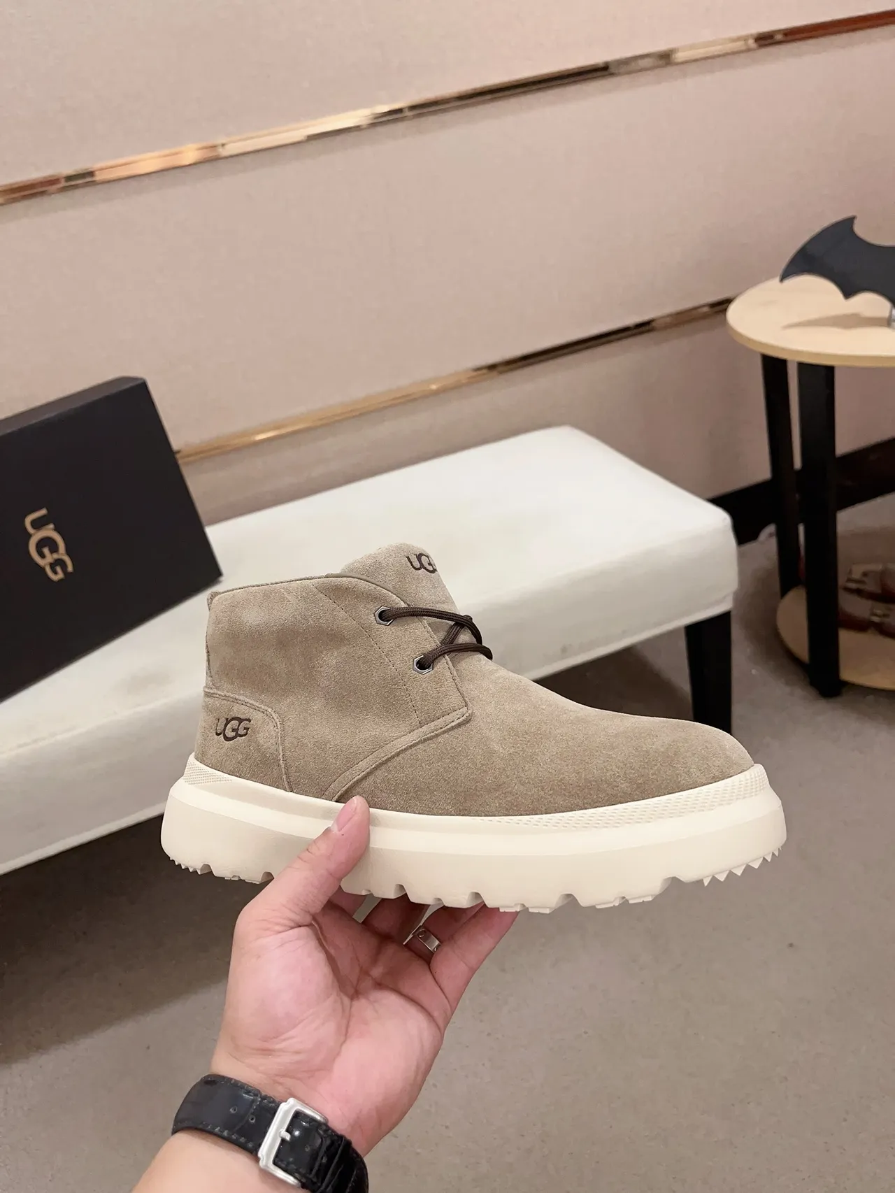 UGG Suede Platform Lace-Up Ankle Boot