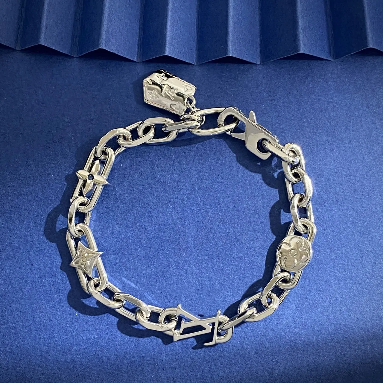 Louis Vuitton Gold Silver Double-Layered Chain Two-Tone Bracelet