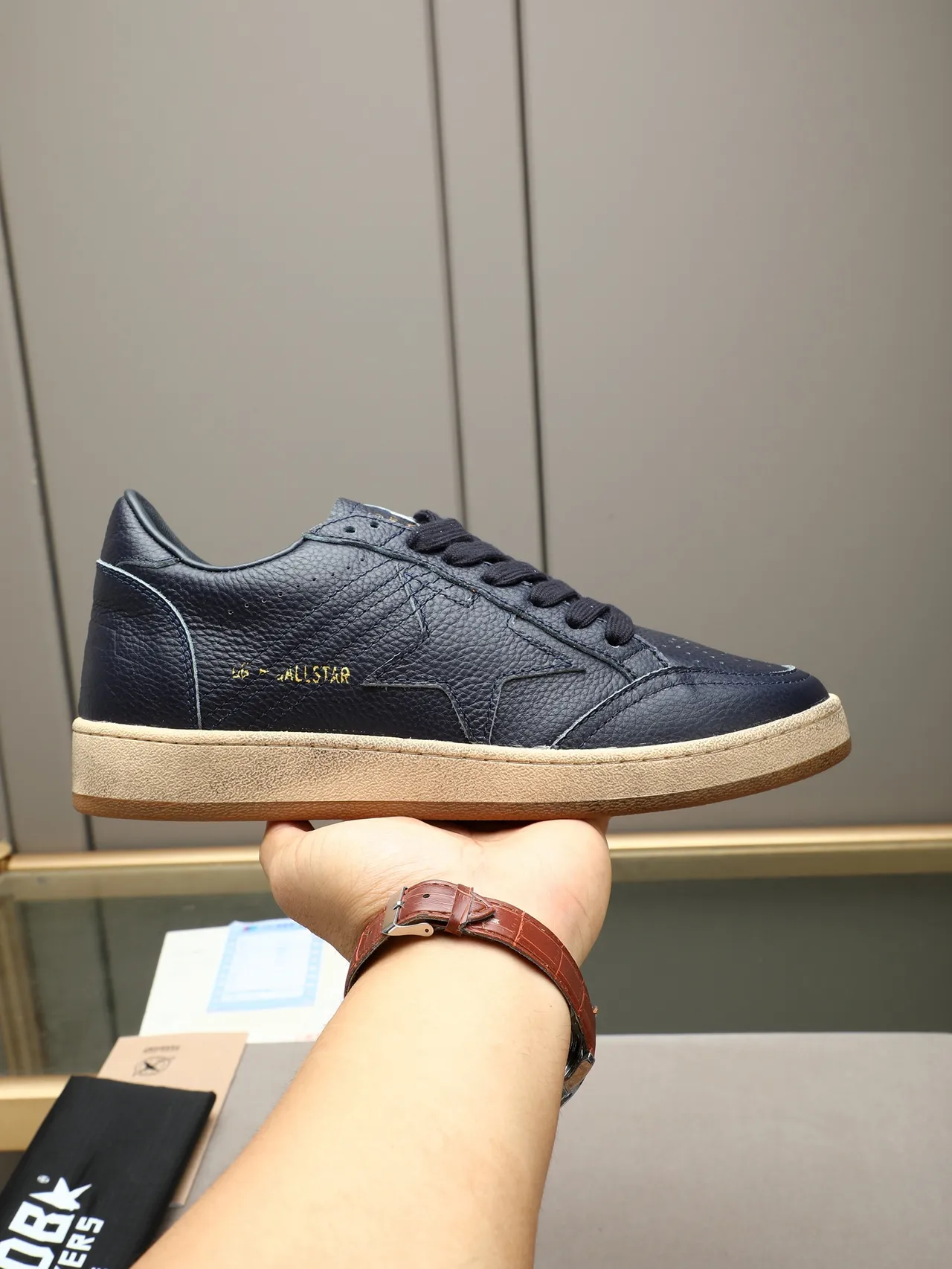 Golden Goose All Star Navy Peppled Leather Lifestyle Sneakers