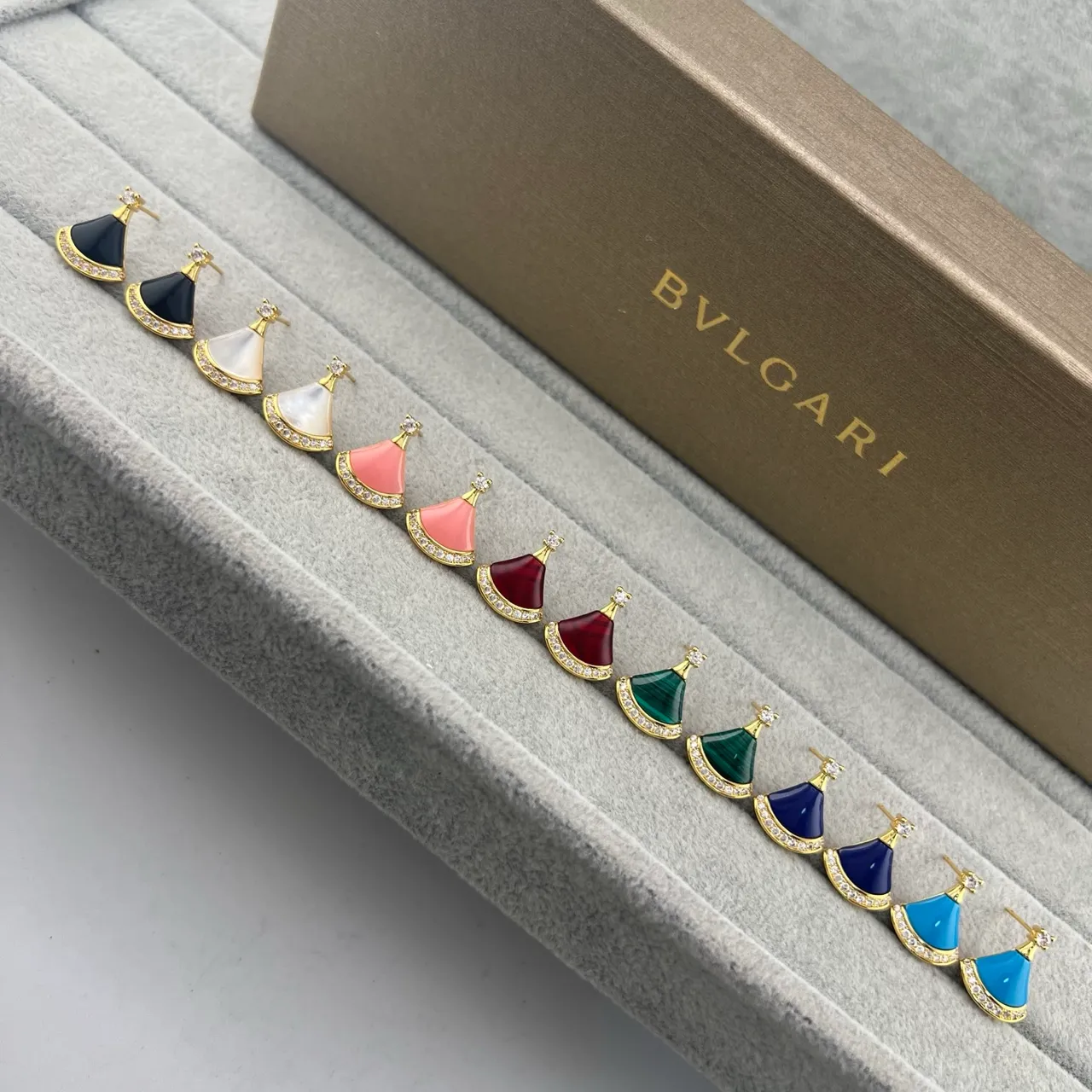 Bvlgari Divas’ Dream Fan-Shaped Enamel and Pavé Earrings
