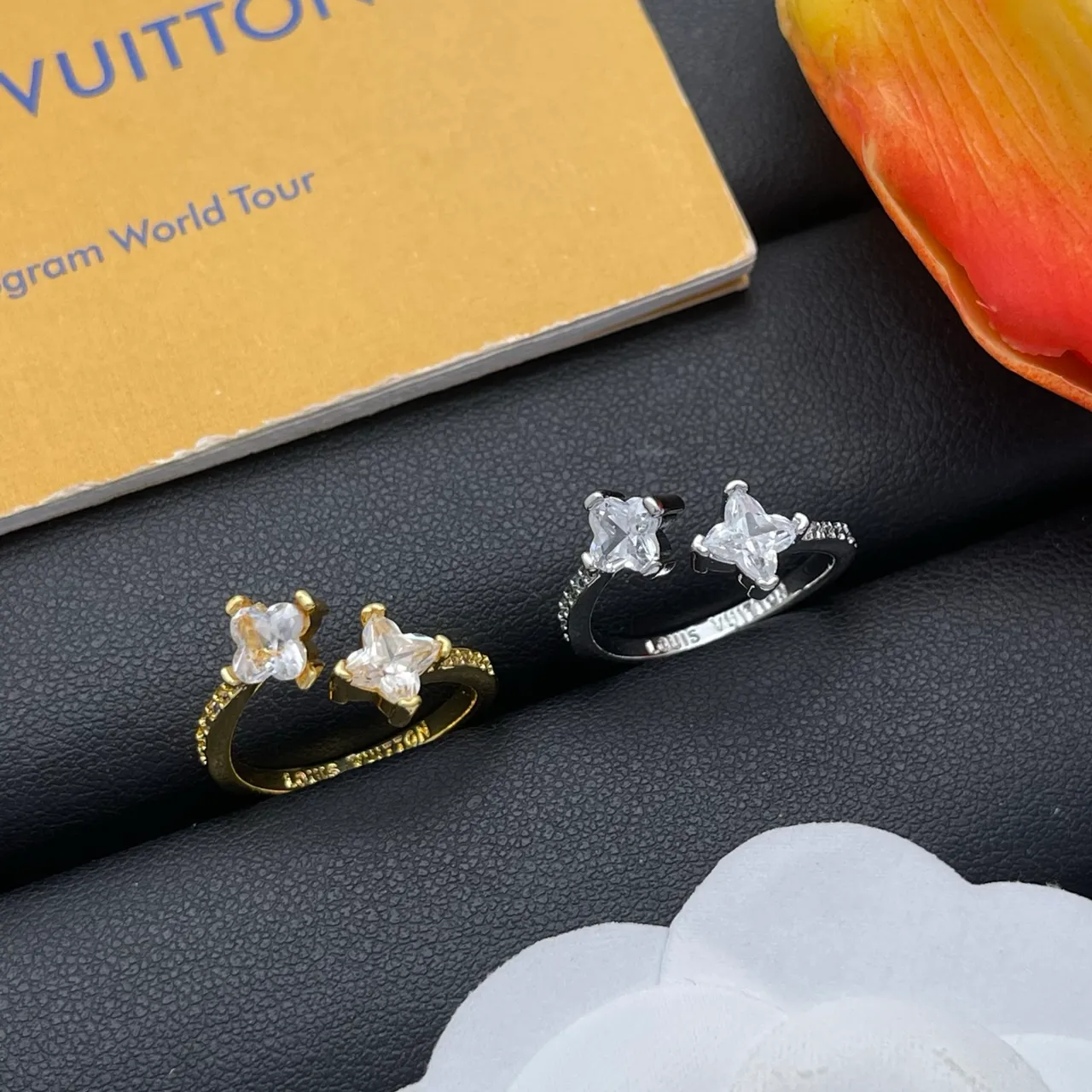 Louis Vuitton Dual-Stone Prong-Set Silver-Toned Ring