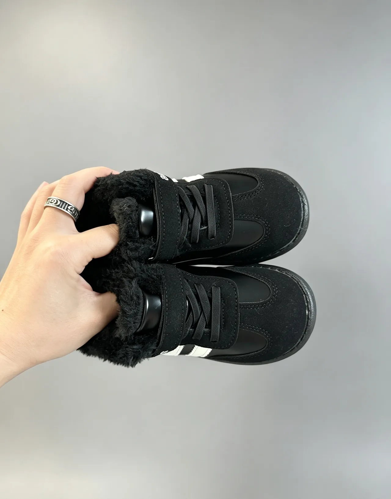 Adidas Brown White Fur-Lined Collar Three-Stripe Side Panel Snow Boots