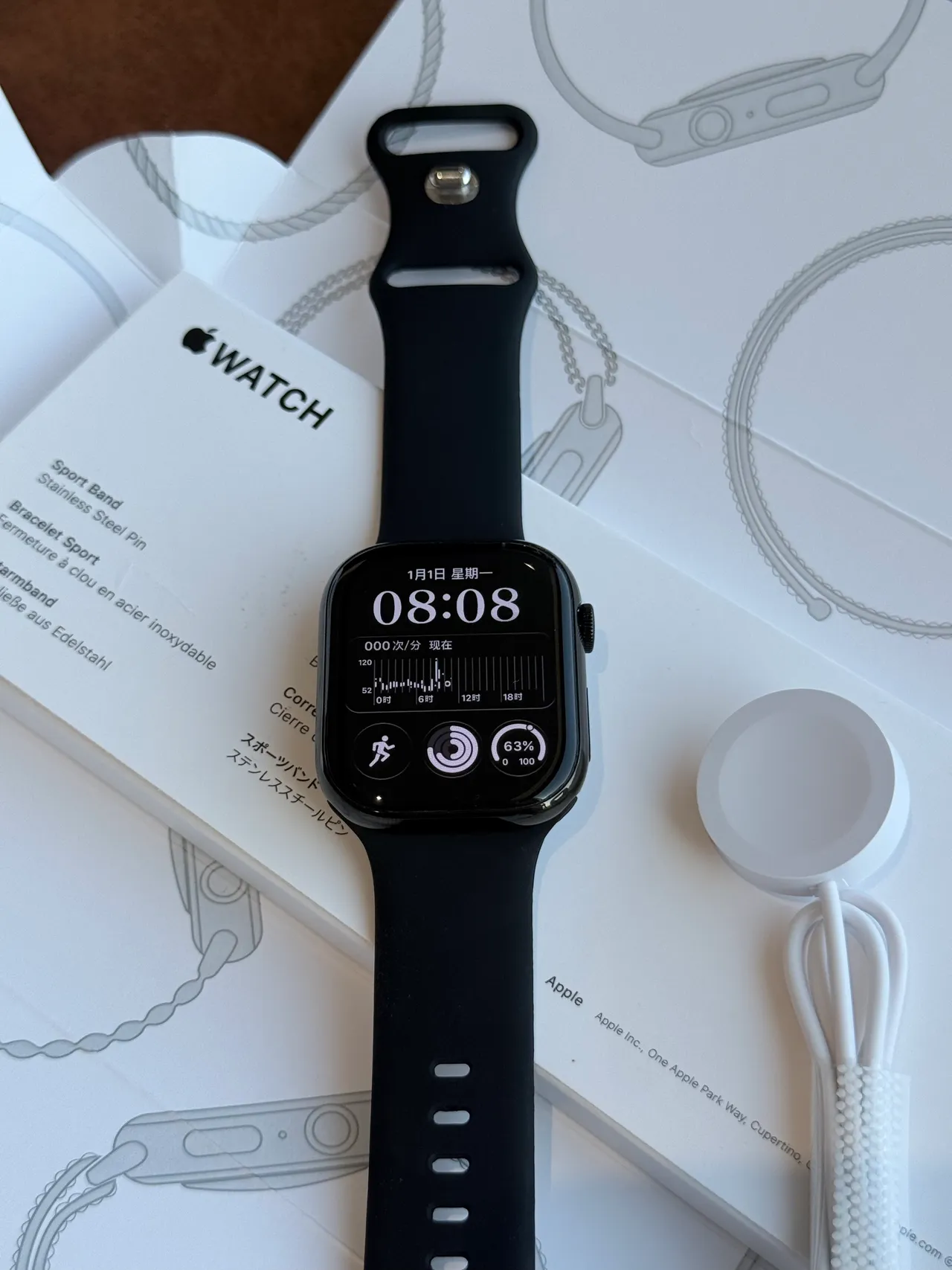 Apple Black Flat-Edged Rectangular Case Silicone Sport Band Sports Watch