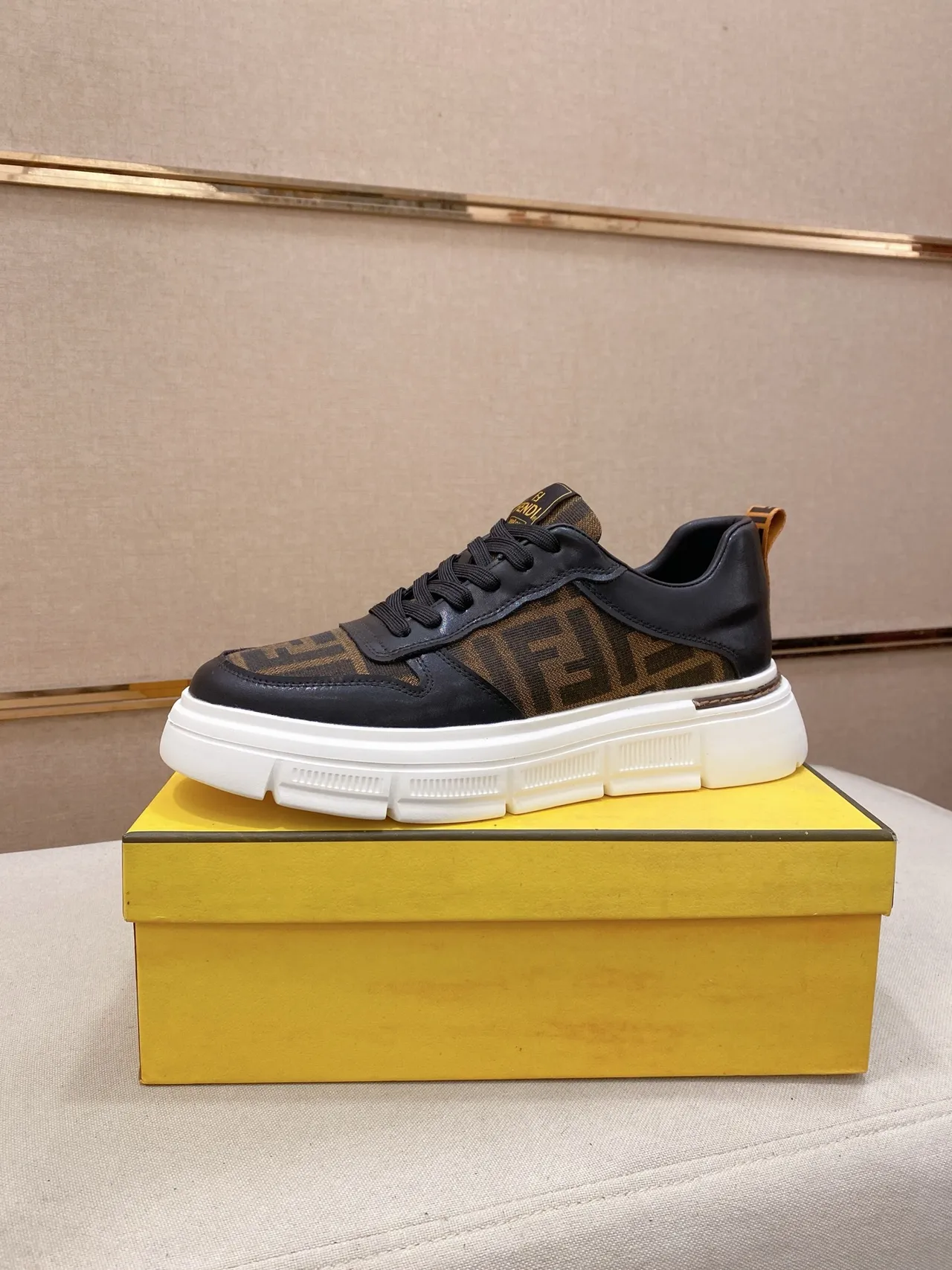 Fendi Monogram Black and Brown Chunky Sneaker