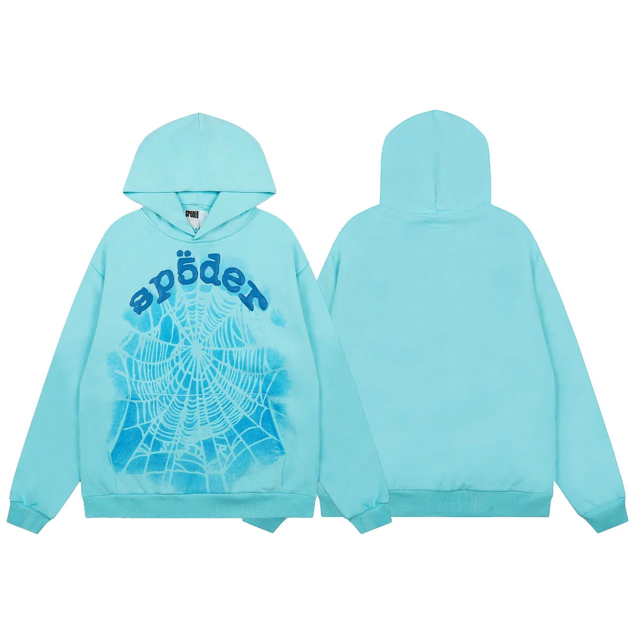 Sp5der Spiderweb Print Aqua Tracksuit