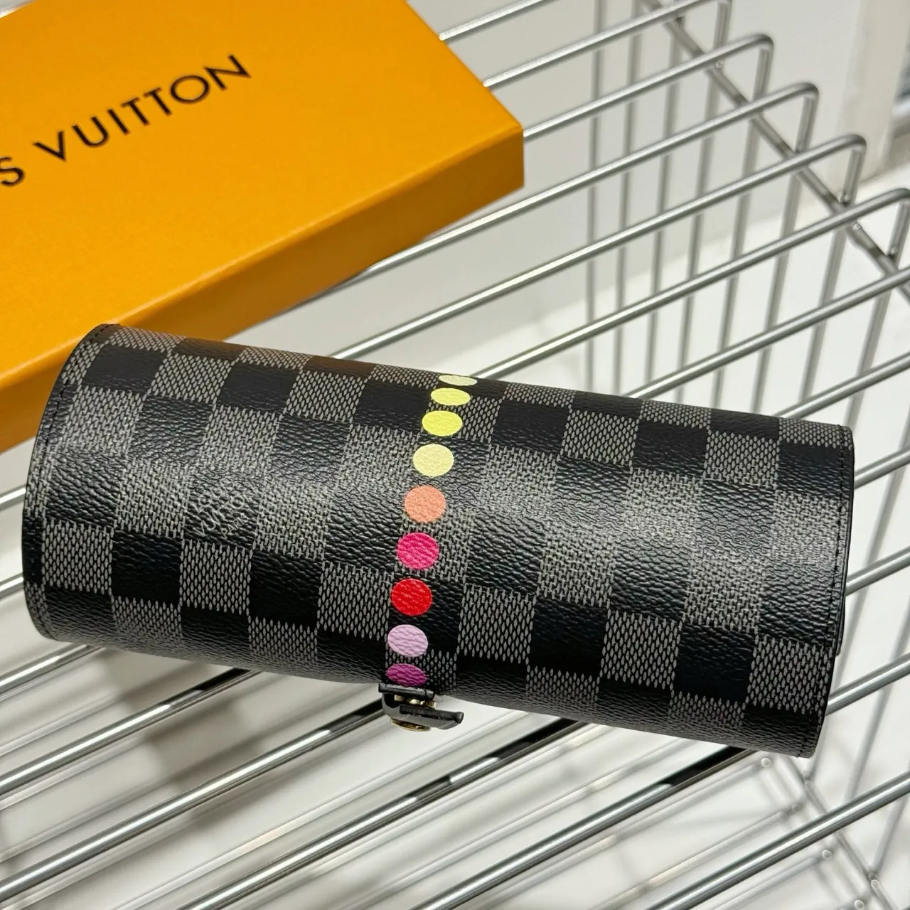 Louis Vuitton Black Gray Damier Graphite Canvas Cylindrical Roll-Up Silhouette Handbag