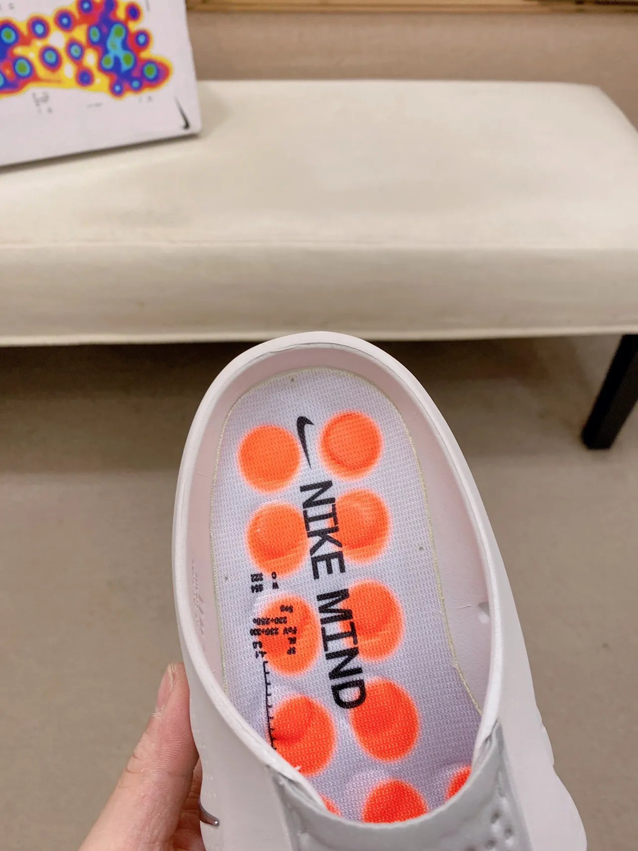 Nike Mind Orange White Molded Wavy Sole Perforated Strap Upper Slippers