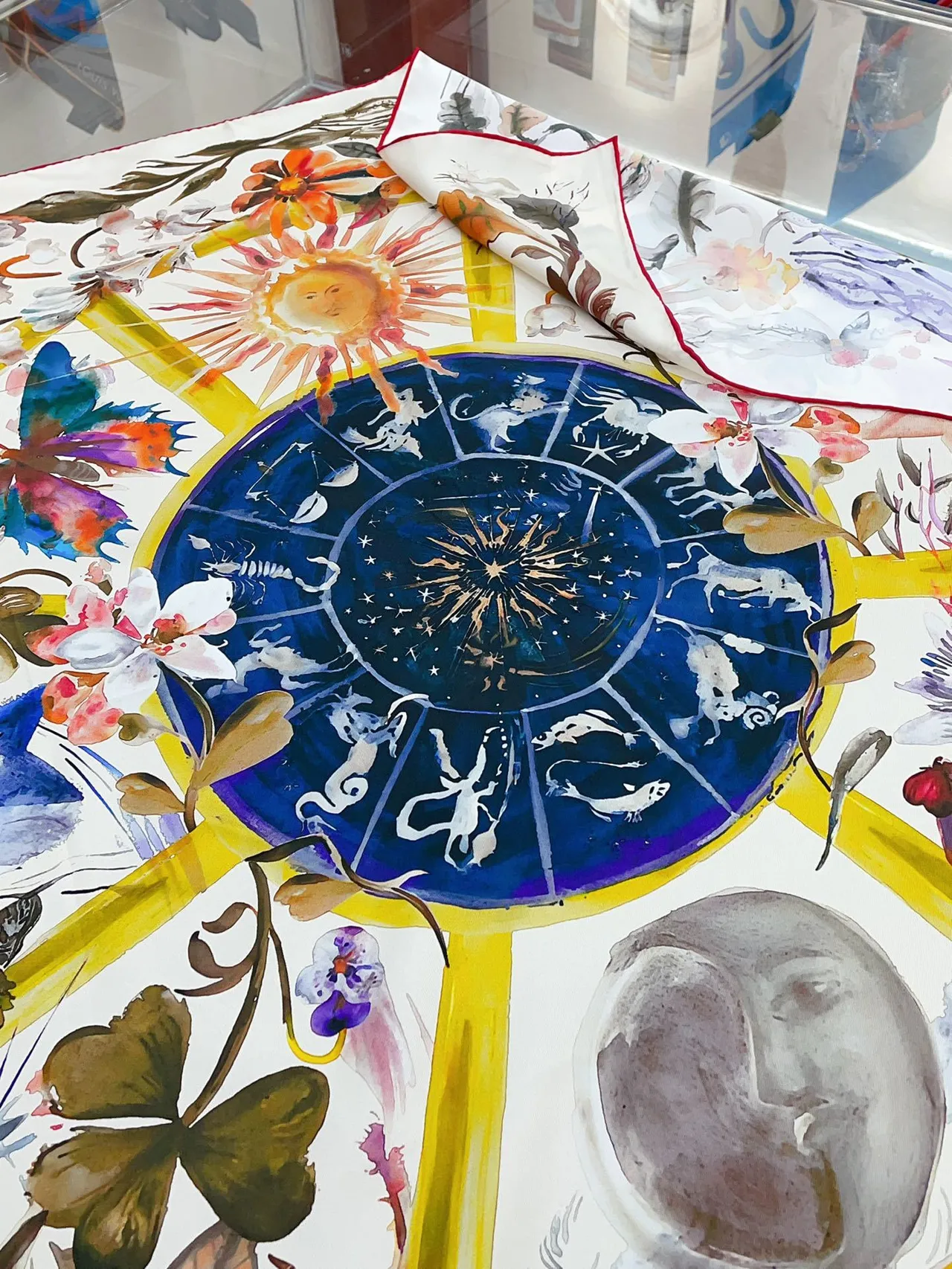 Dior Floral Watercolor Print Silk Scarf