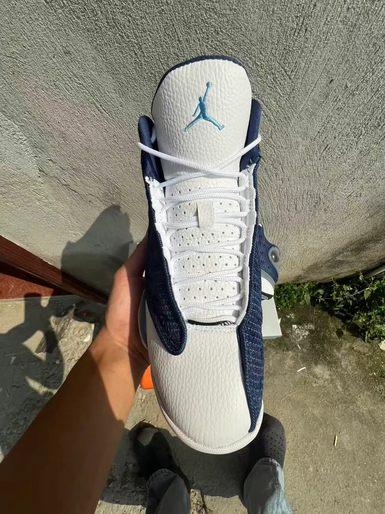 Nike Navy White Knit Upper High-Top Basketball Shoes