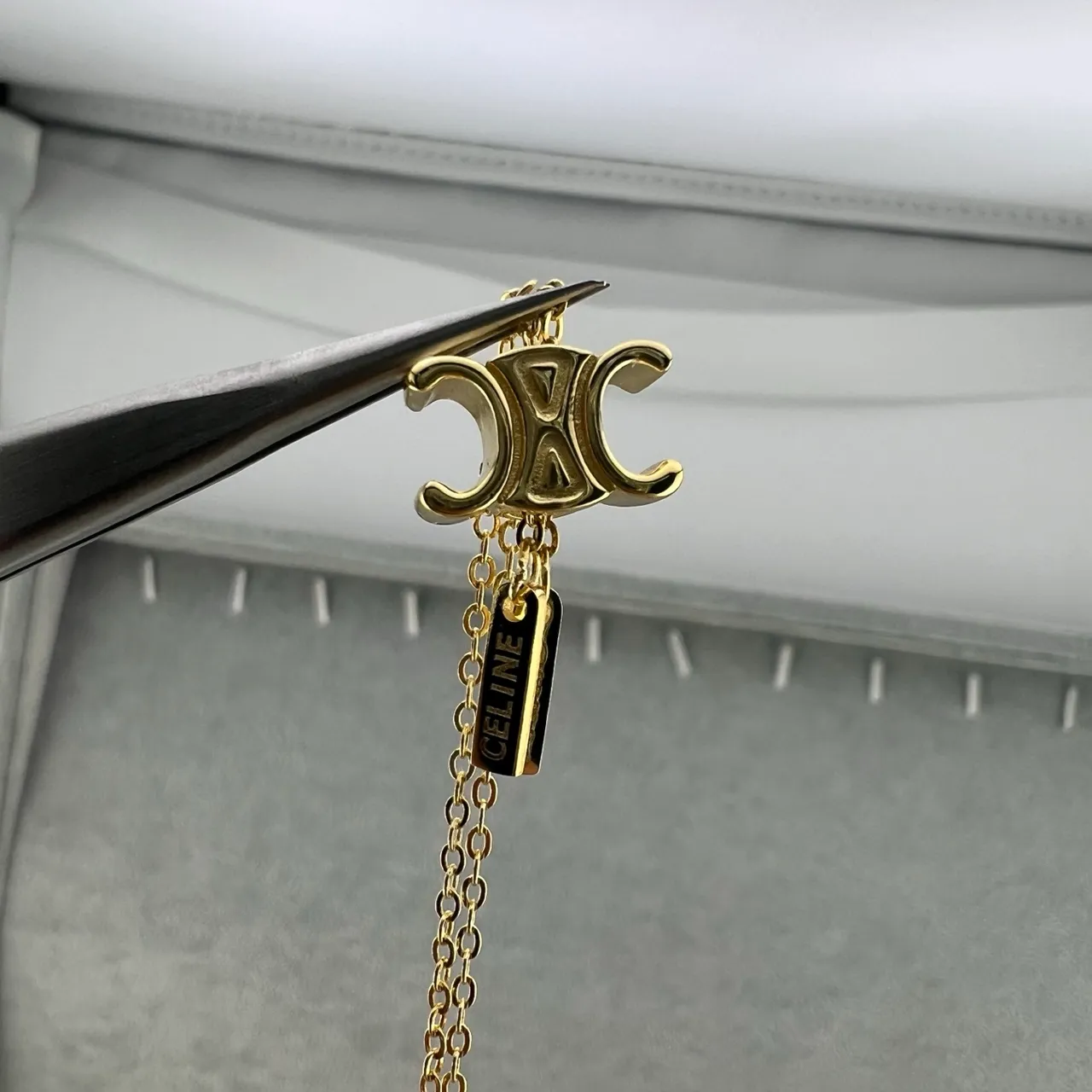 Celine Triomphe Gold-Tone Layered Chain Necklace