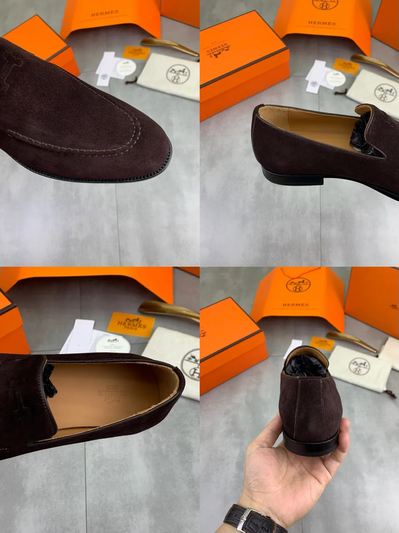 Hermès H Logo Loafer Brown Suede Men's Loafers