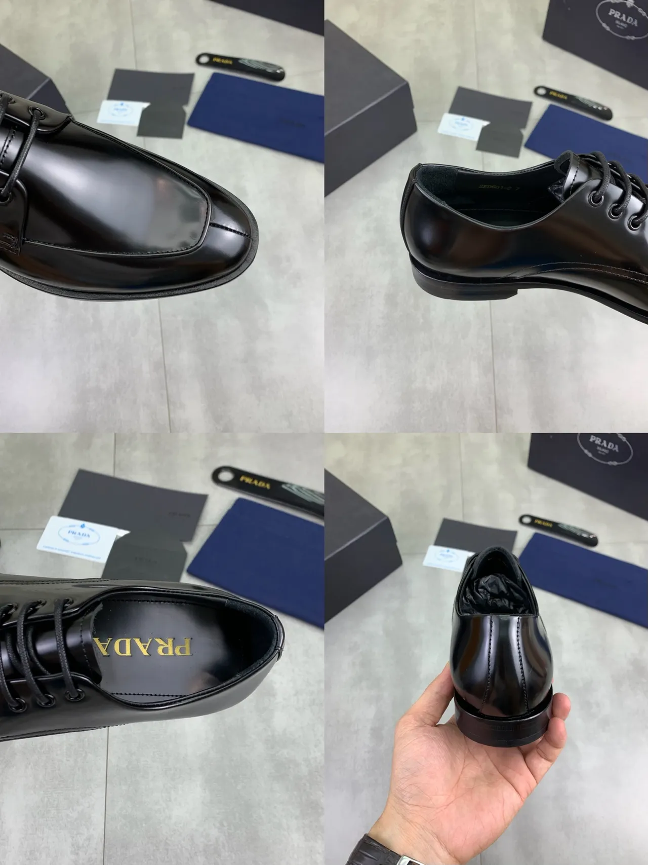 Prada Black Cap-Toe Oxford Shoes