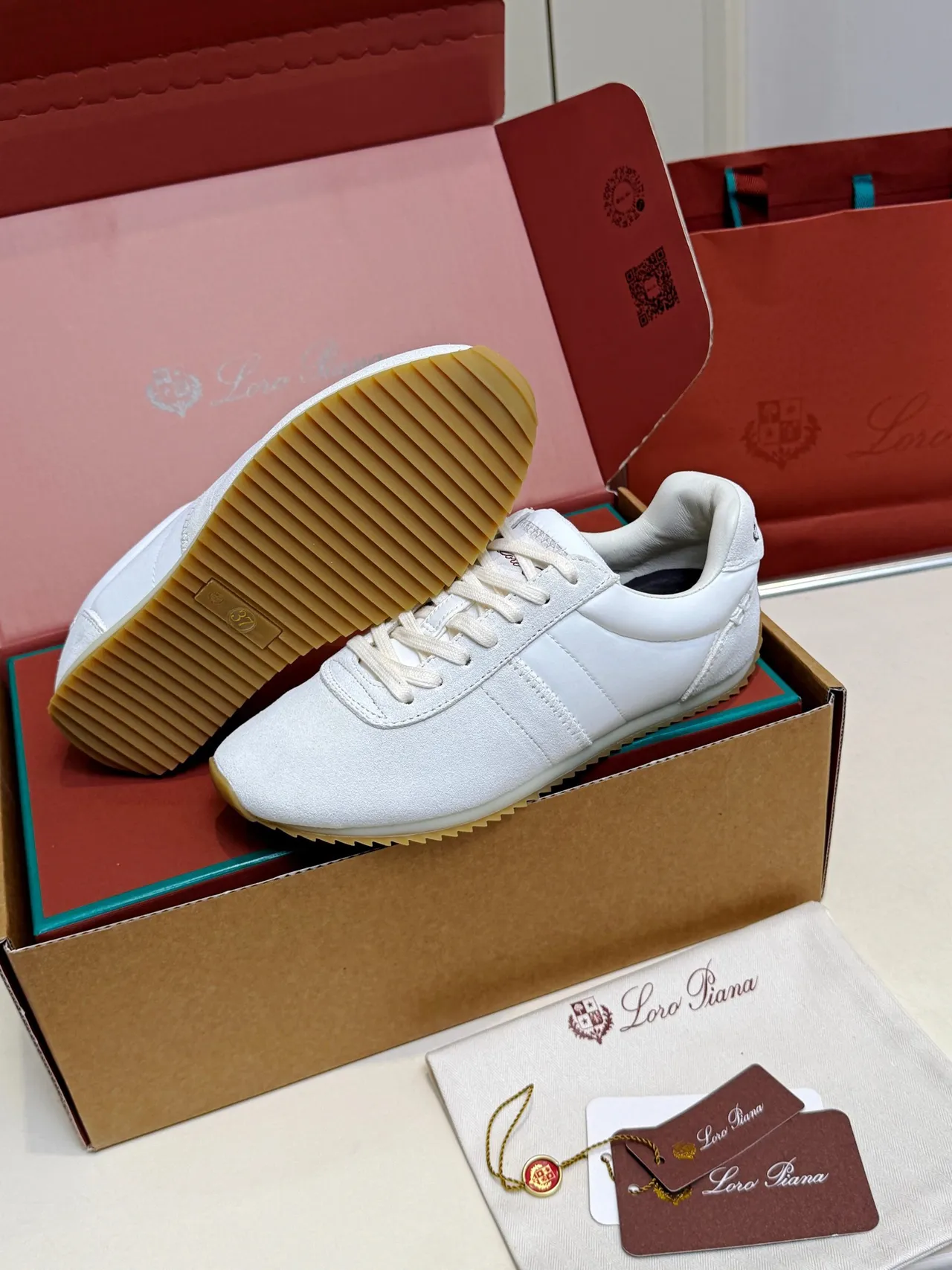 Loro Piana White Suede Low-Top Lifestyle Sneakers