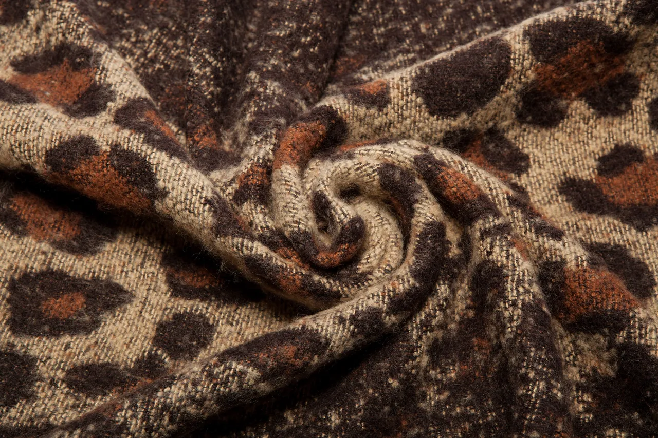 Beige Brown Knitted Leopard Print Scarve