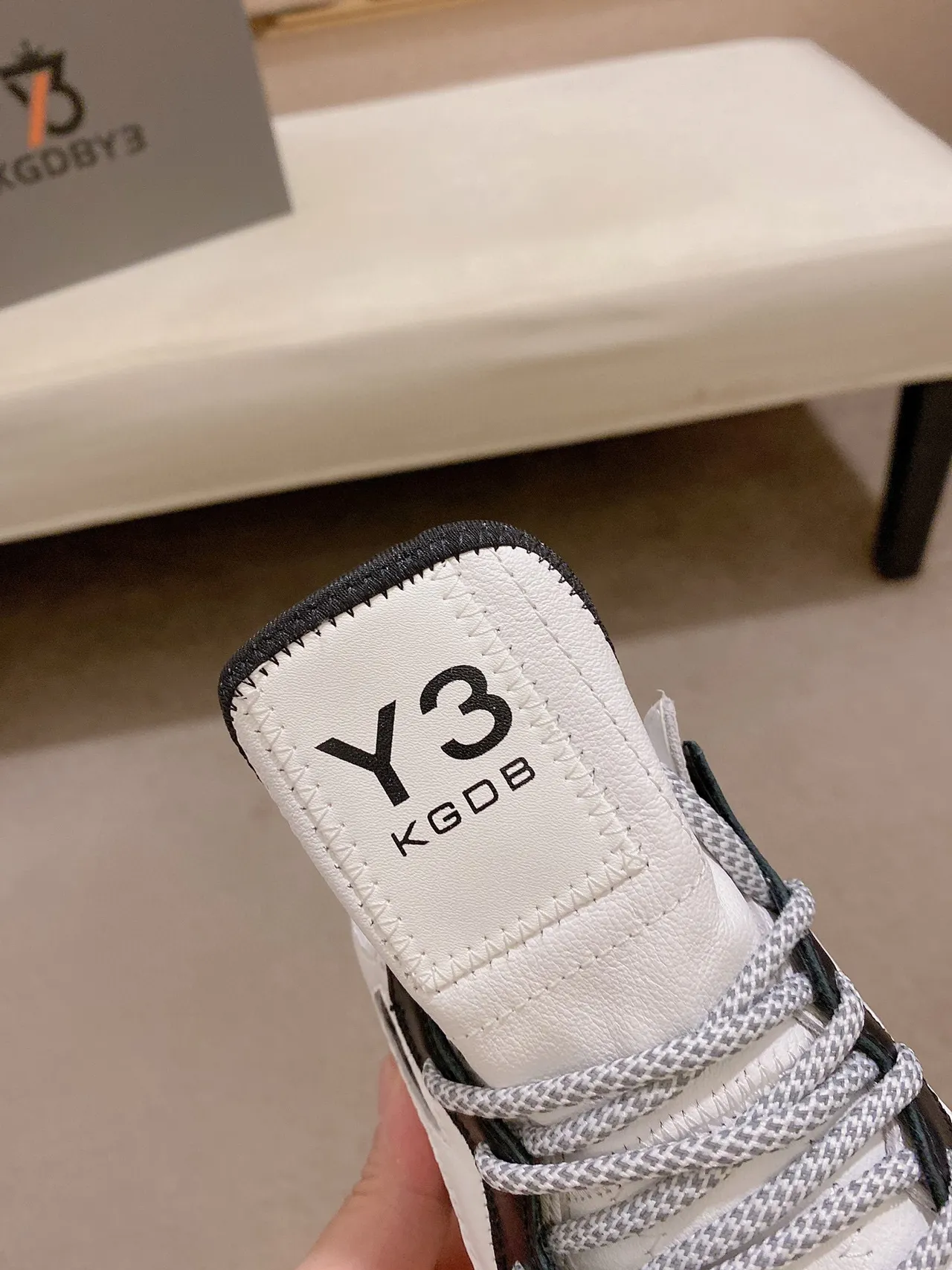Y-3 Kobo White Black Sculpted Midsole Mesh-and-Leather Overlay Chunky Sneakers