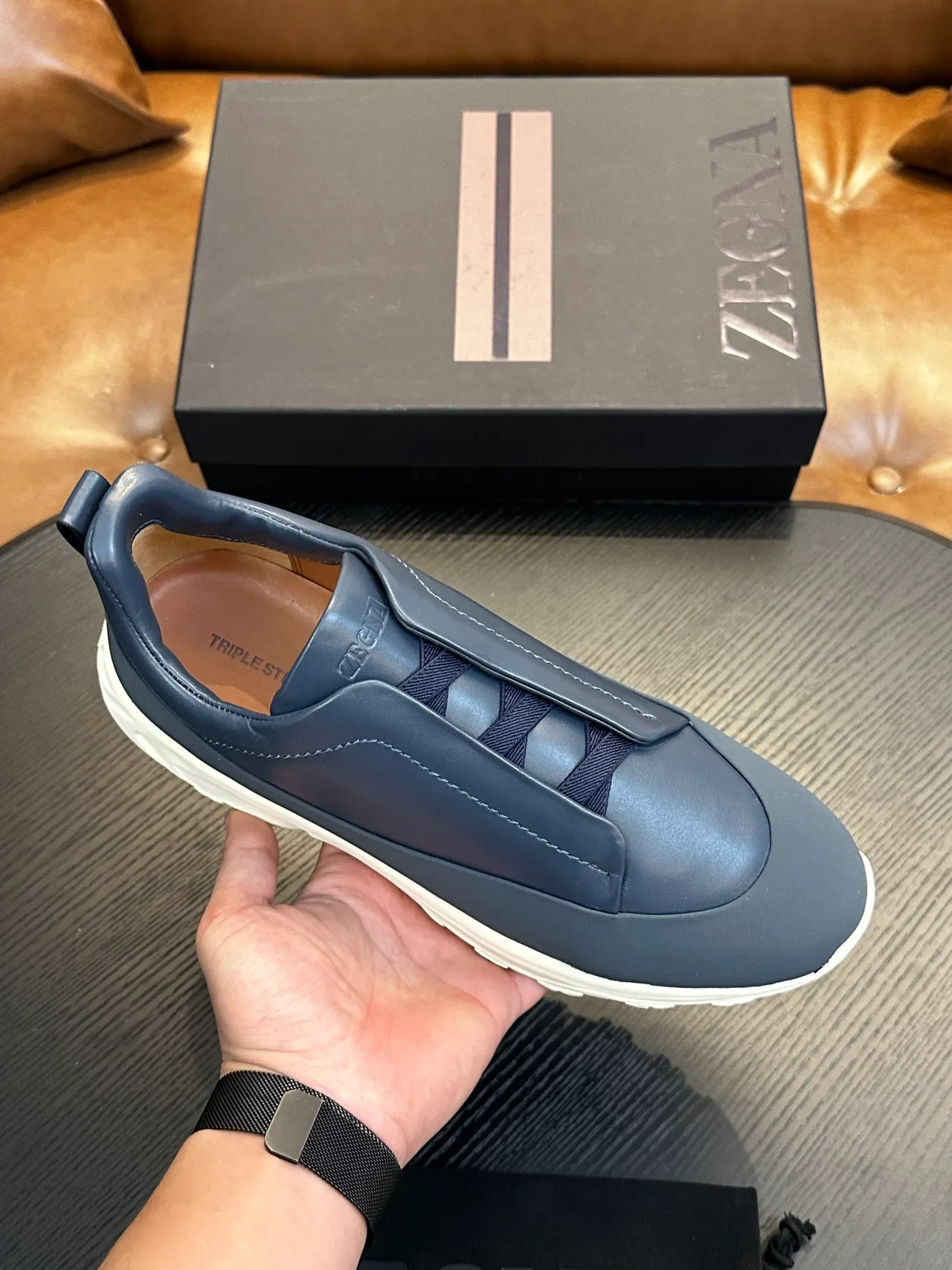 Zegna Slip-On Leather Lifestyle Sneaker