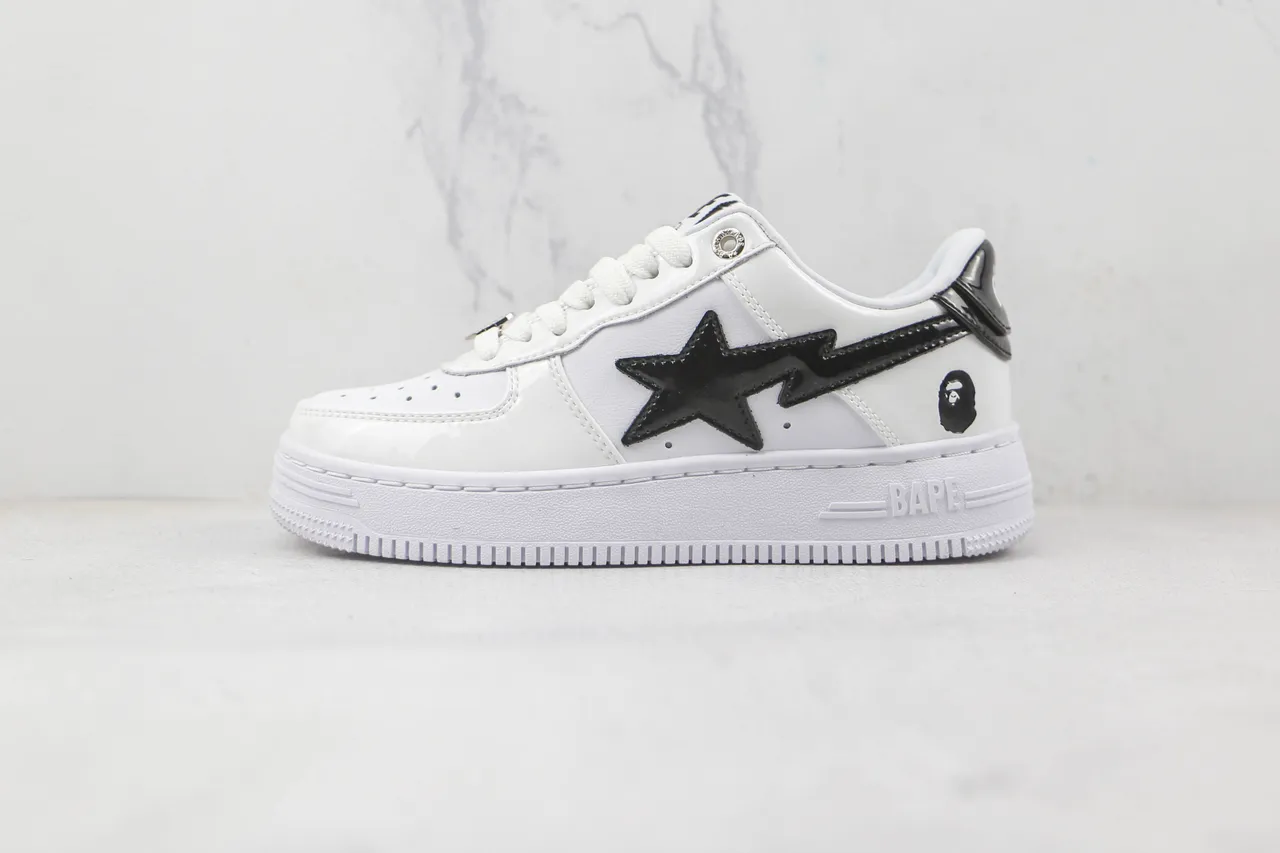 A Bathing Ape BAPE STA White Black Star Lightning Lifestyle Sneakers