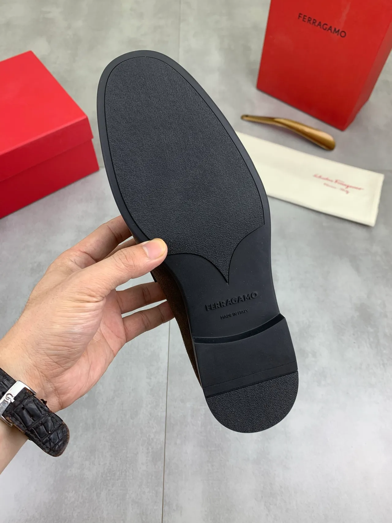 Salvatore Ferragamo Gancini Loafer Brown Suede Loafers