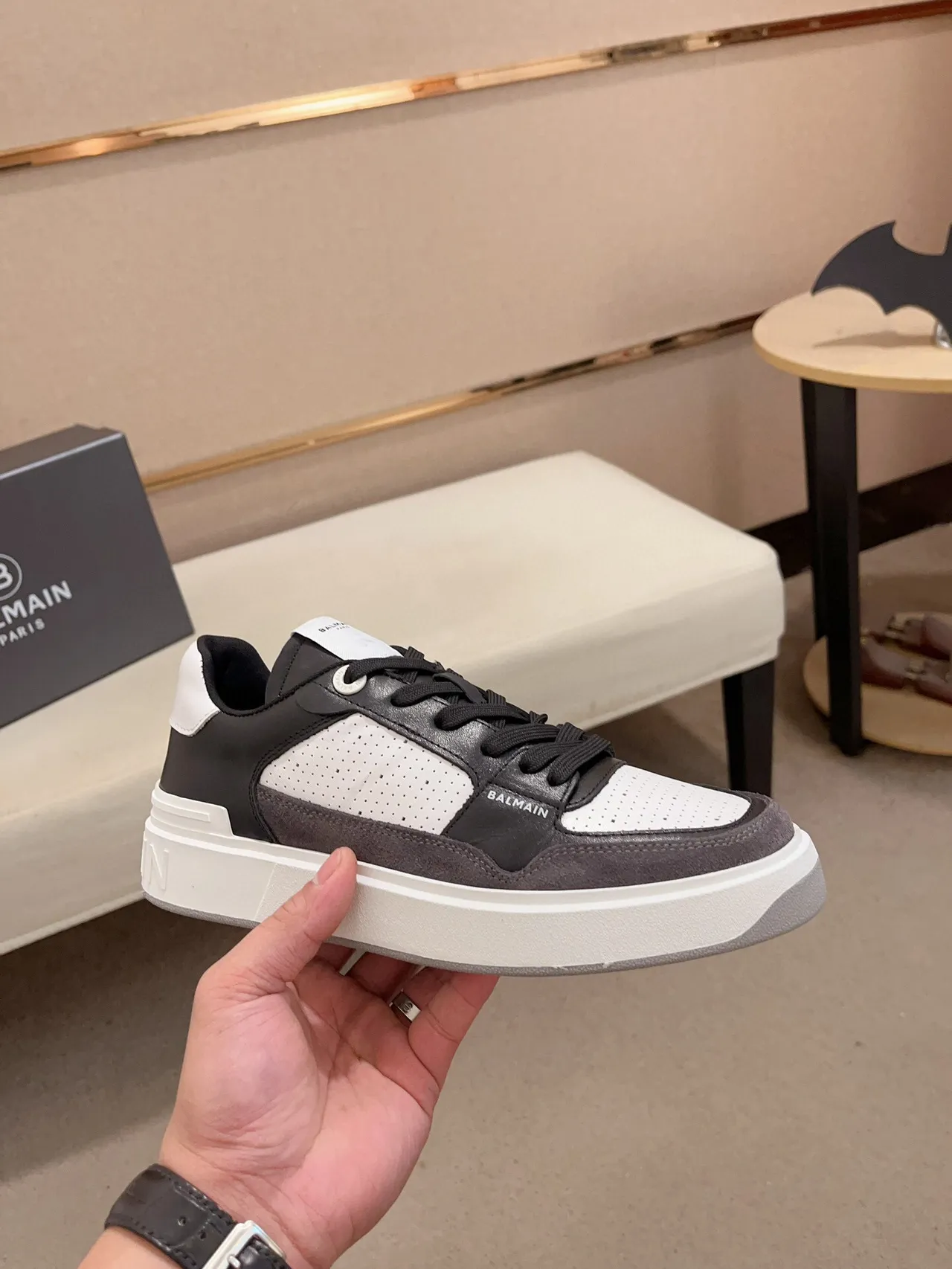 Balmain B-Court Black White Gray Lifestyle Sneakers