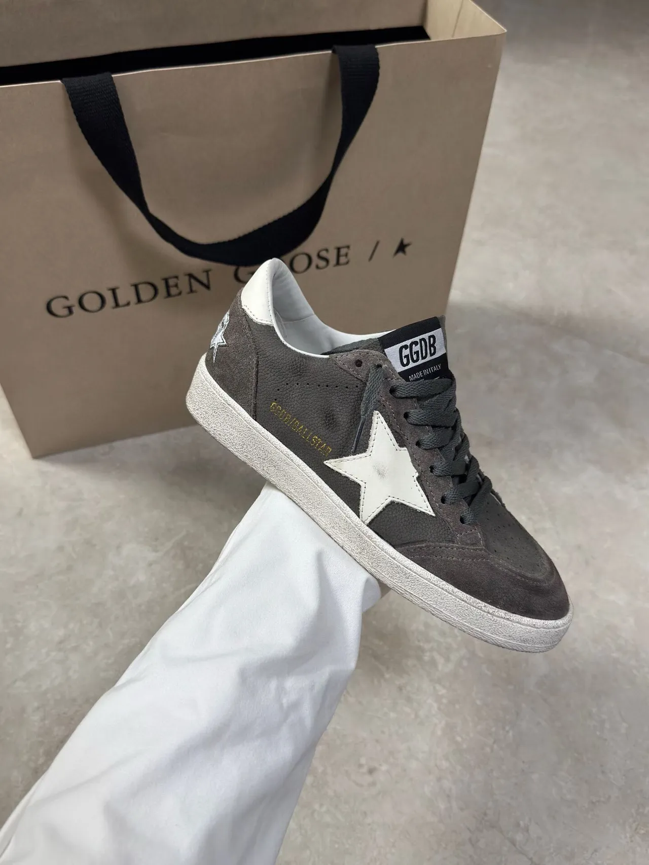 Golden Goose Ball Star Gray Suede Star Patch Lifestyle Sneakers