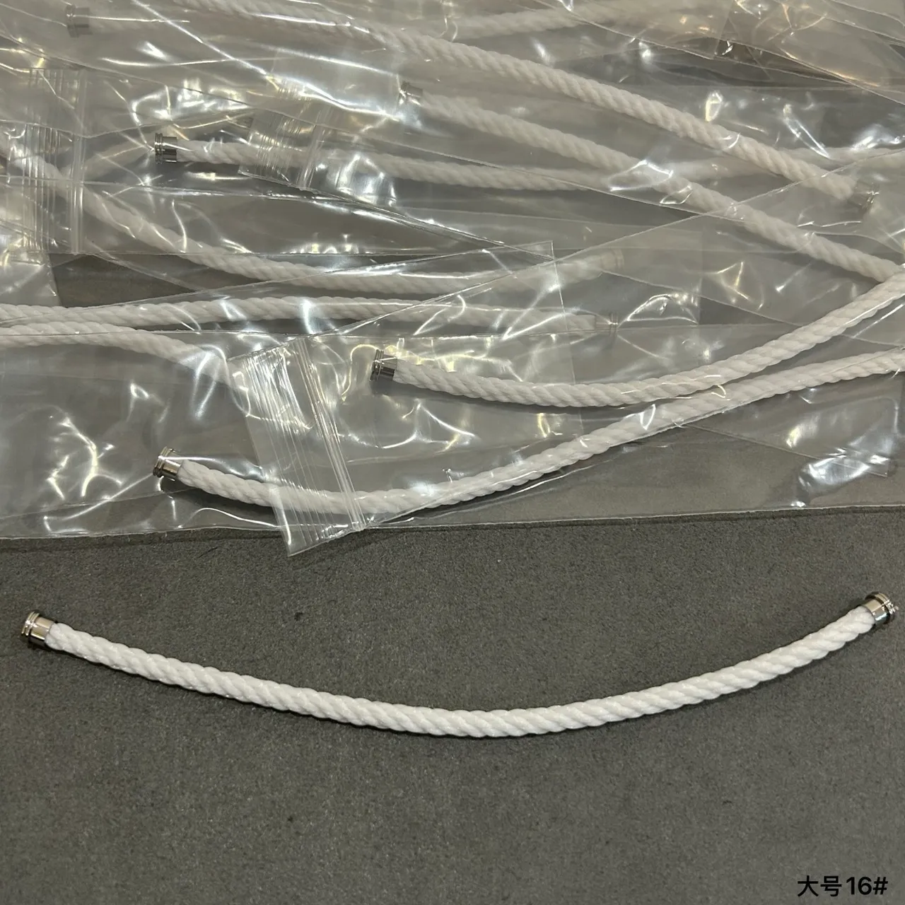 White Silver Twisted Rope Metal End Caps Belt