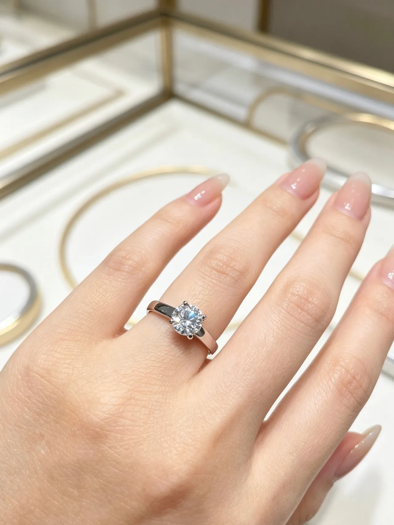 Silver Solitaire Round Brilliant-Cut Ring