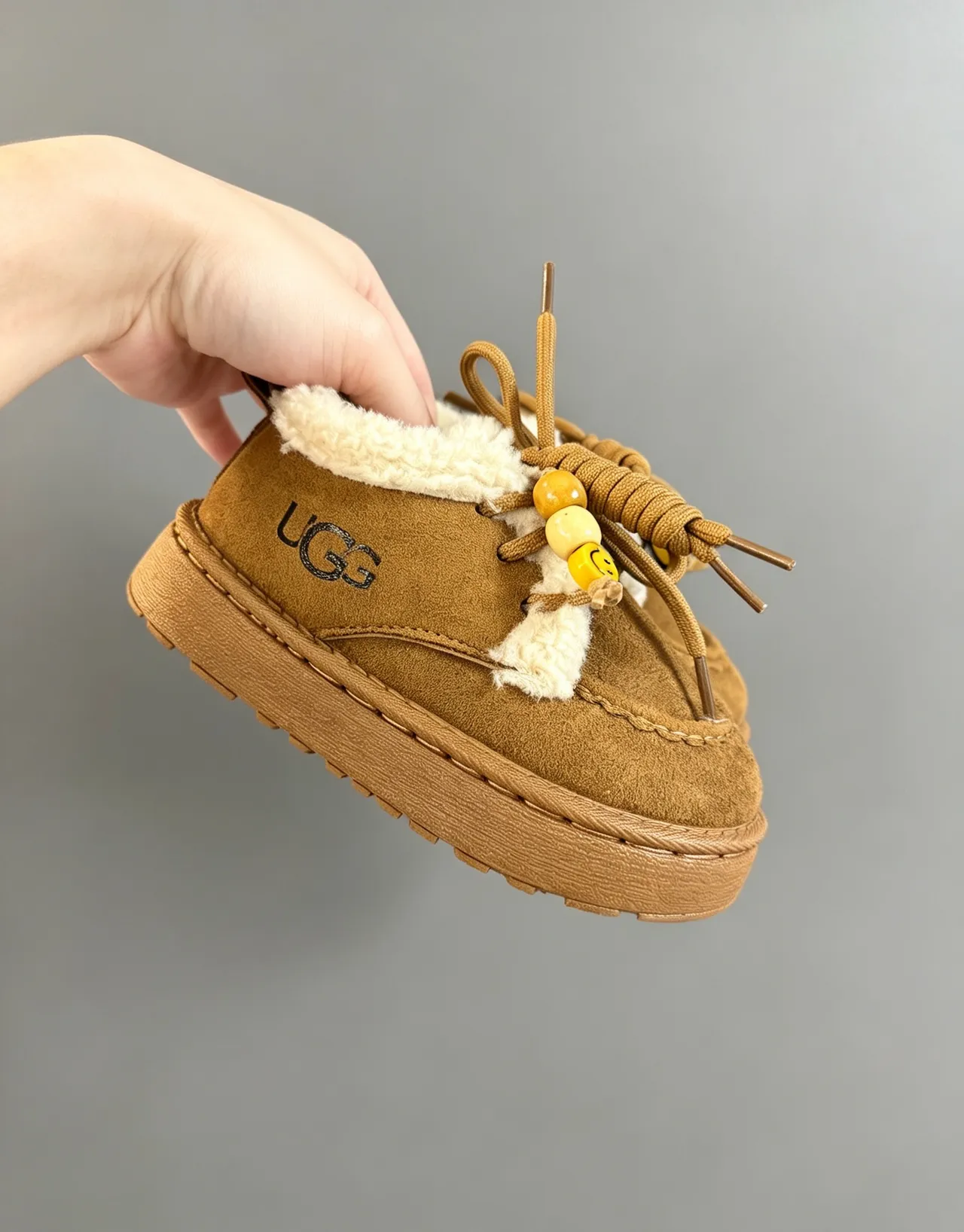 UGG Brown Beige Suede Upper Shearling Lining Snow Boots