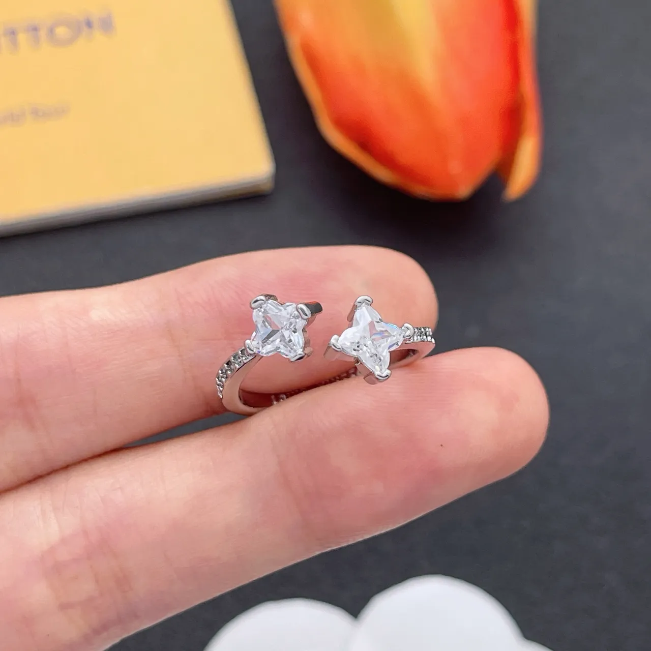 Louis Vuitton Dual-Stone Prong-Set Silver-Toned Ring