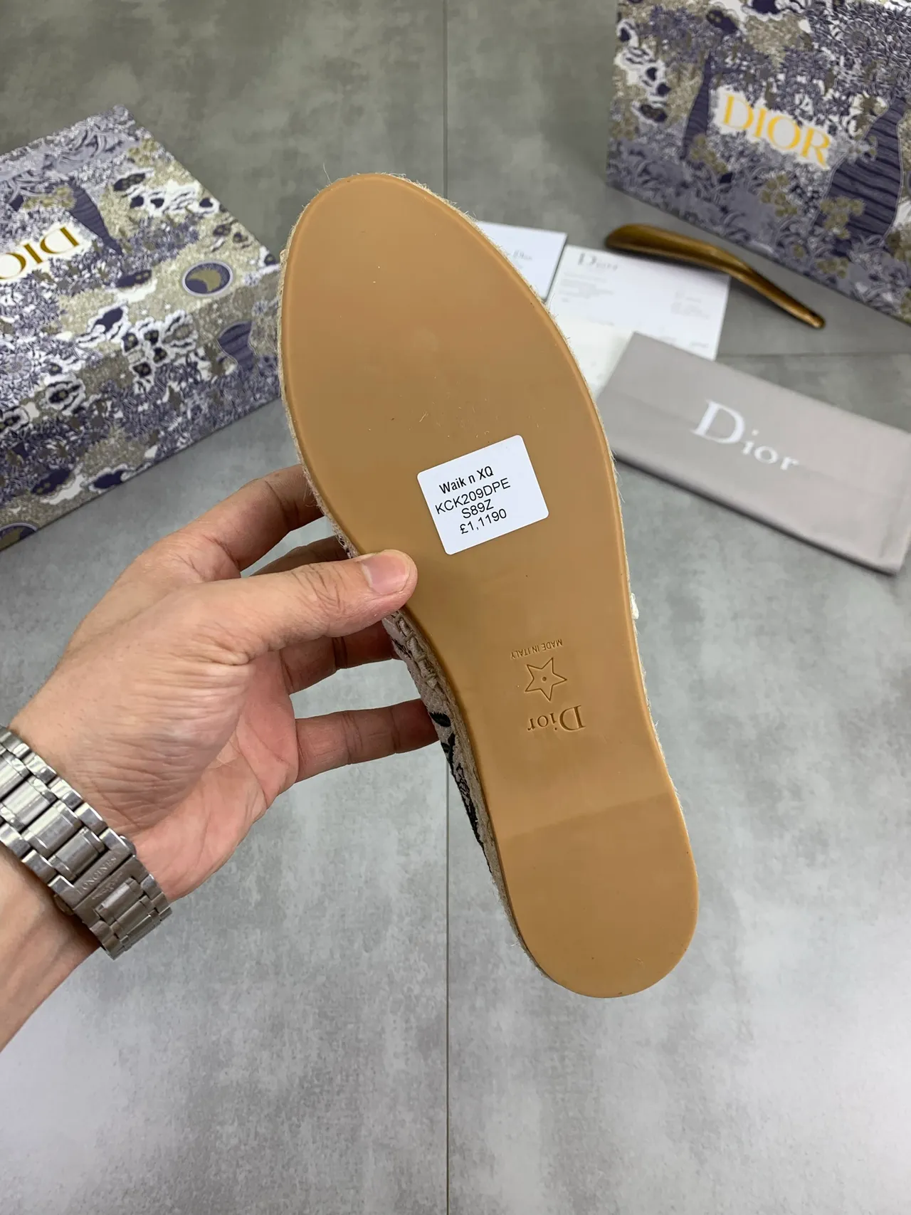 Dior Rose Matatini Esdrille White Multicolor Embroidered Floral Canvas Woven Jute Sole Boat Shoes